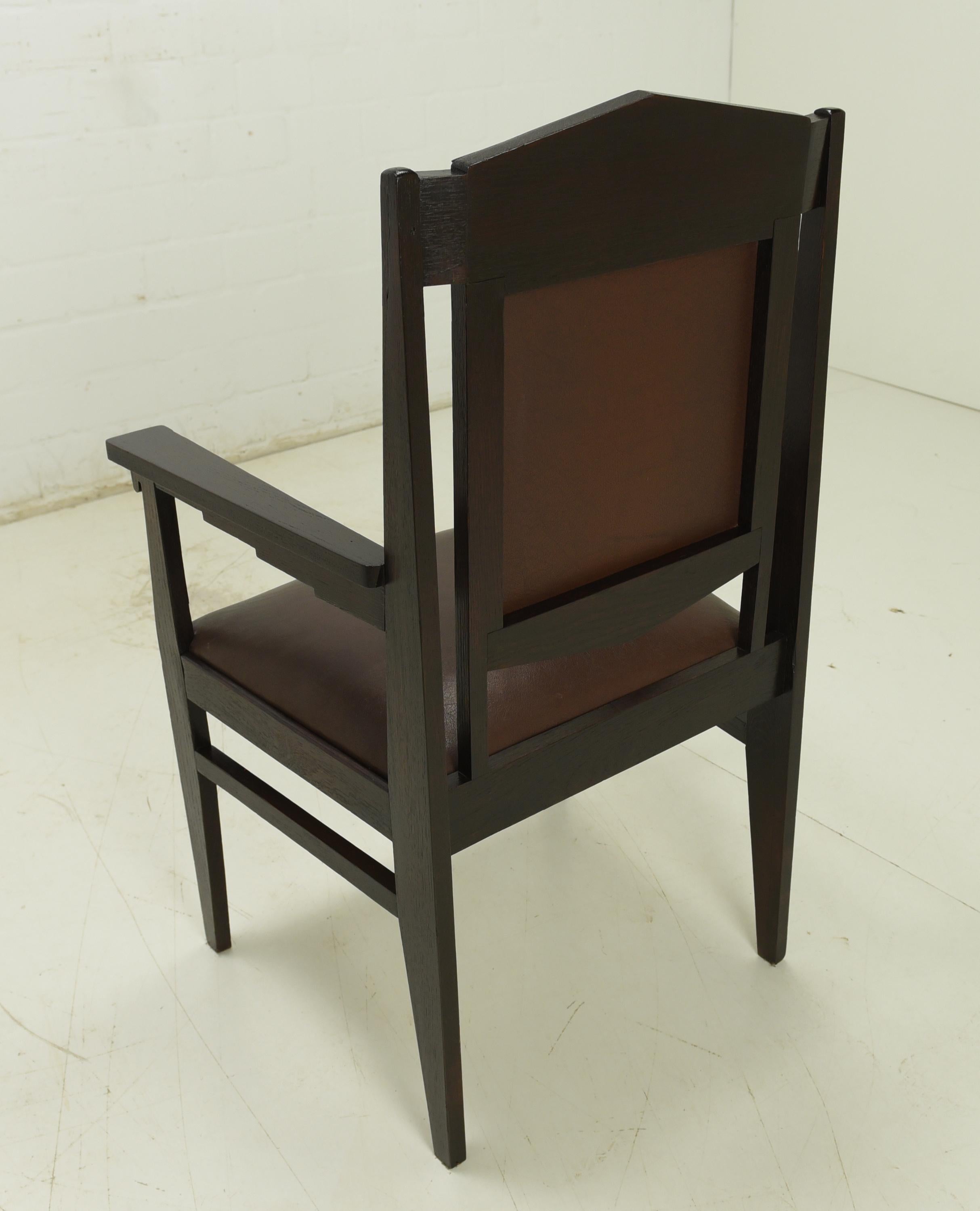 Paire de fauteuils de bureau Art Déco en chêne massif, 1925 en vente 6
