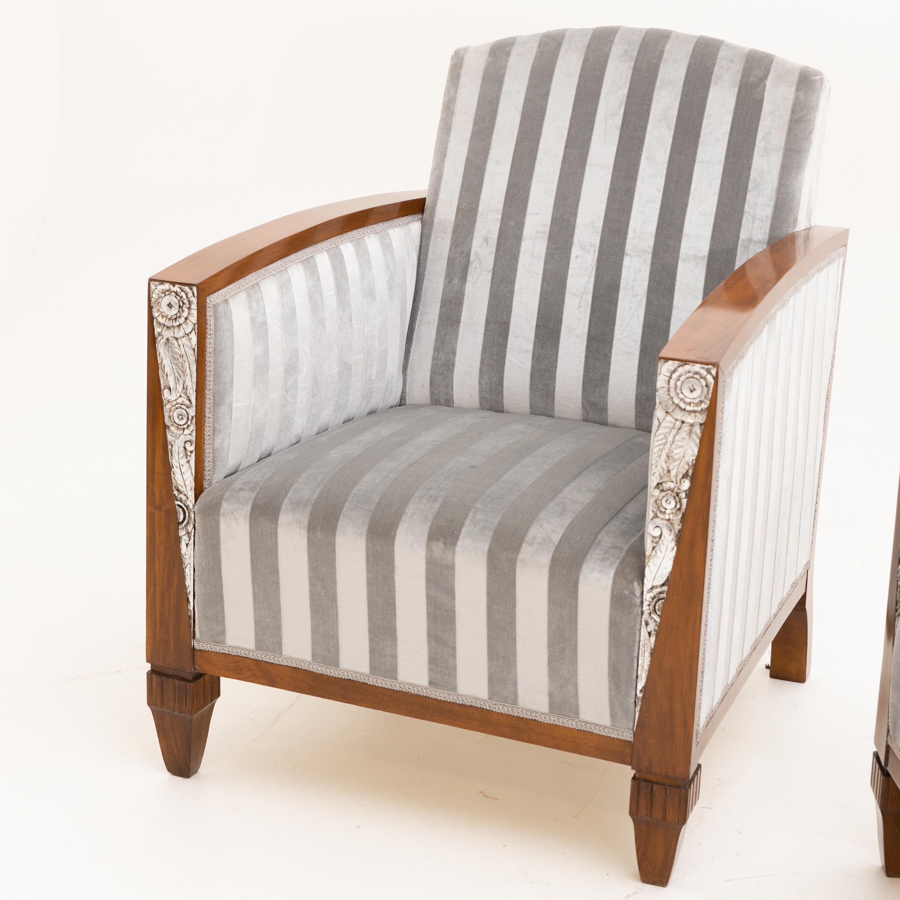 Walnut Pair of Art Deco Armchair, France, circa 1925