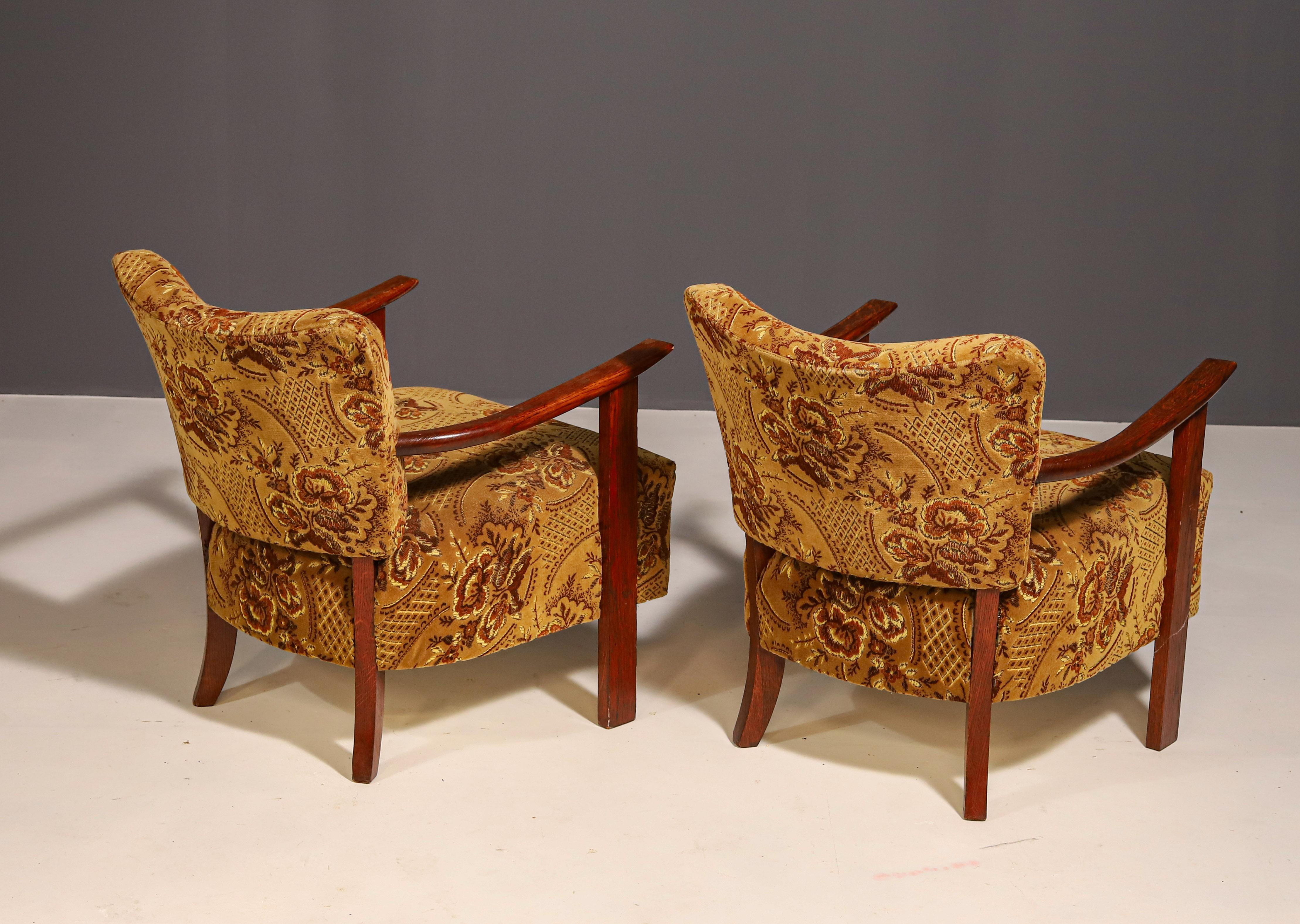 Pareja de sillones ART DECO, años 30, Europa Central Tapicería