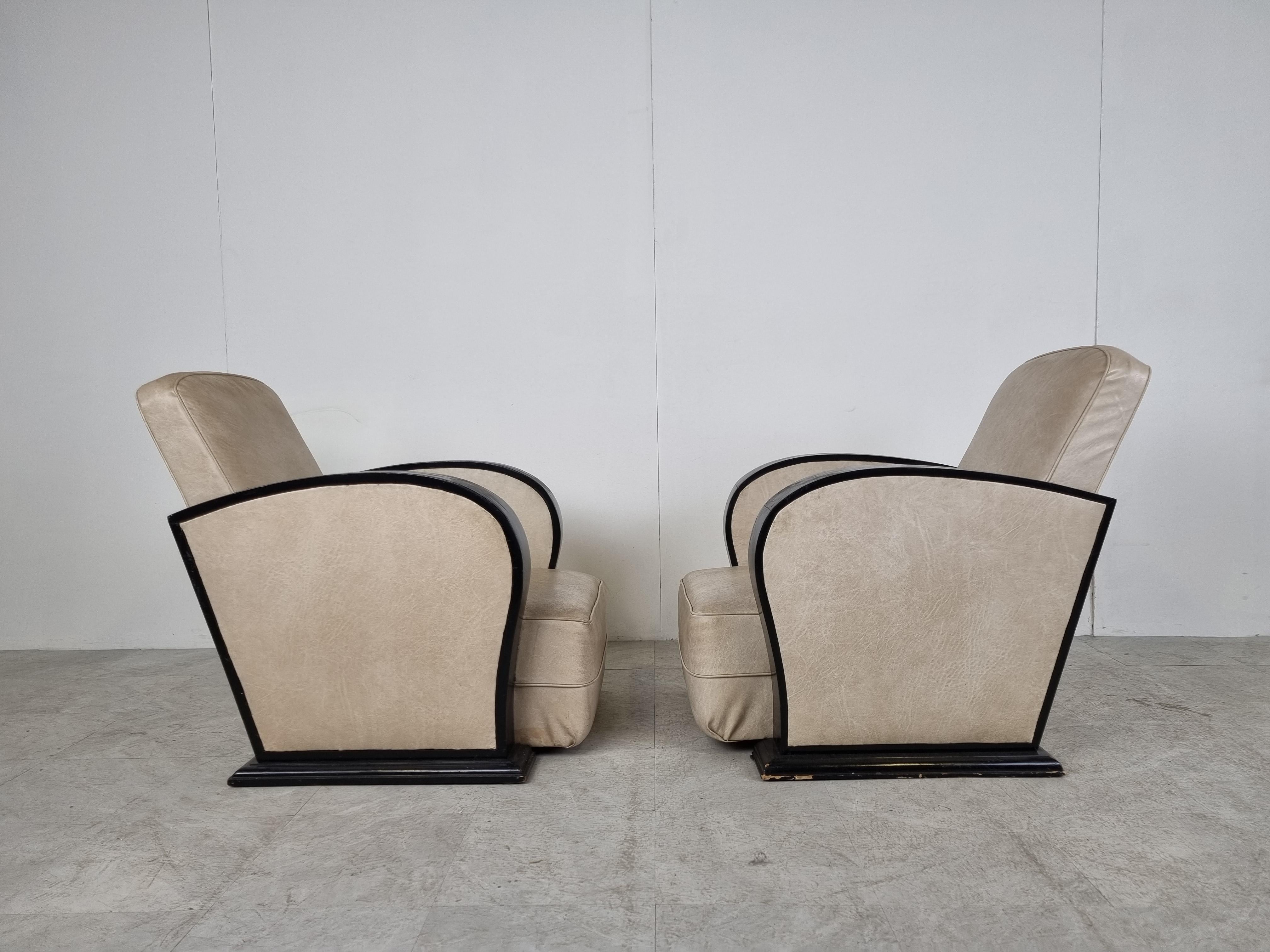 Belgian Pair of art deco armchairs, 1930s