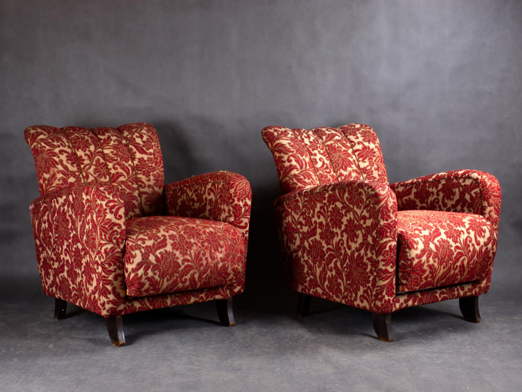 Mid-20th Century Pair of Art Deco Armchairs, 1930s For Sale
