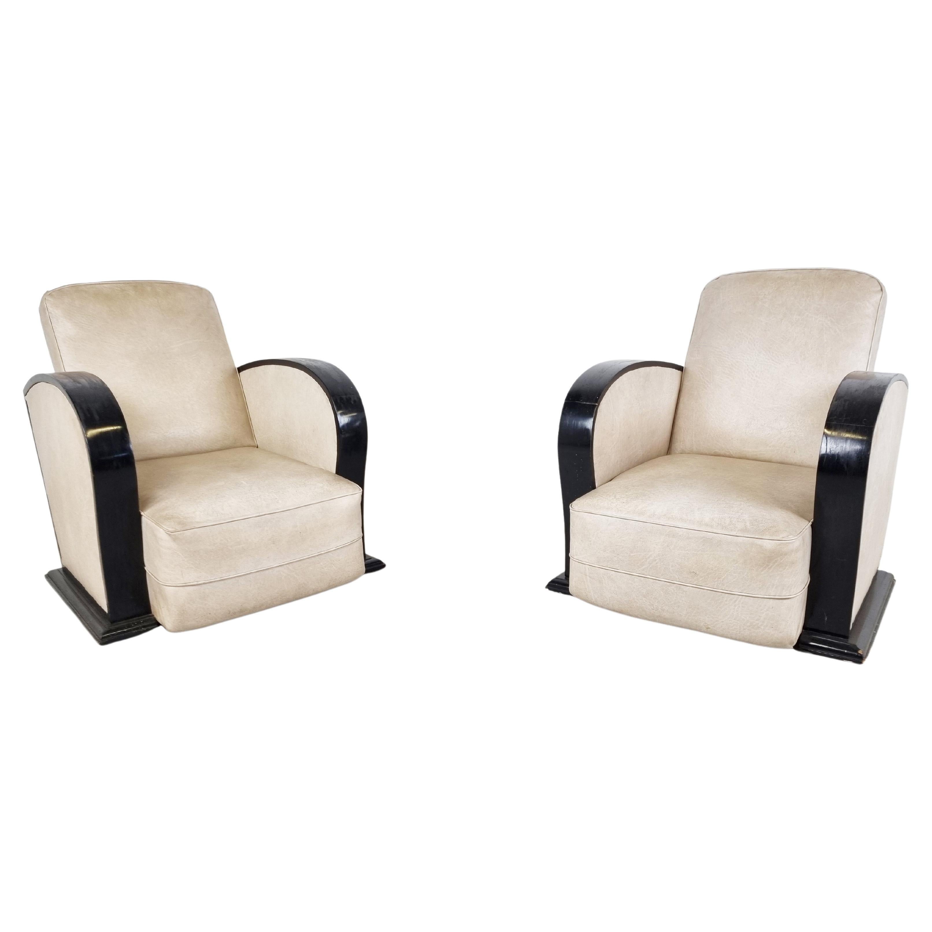 Pair of art deco armchairs, 1930s For Sale