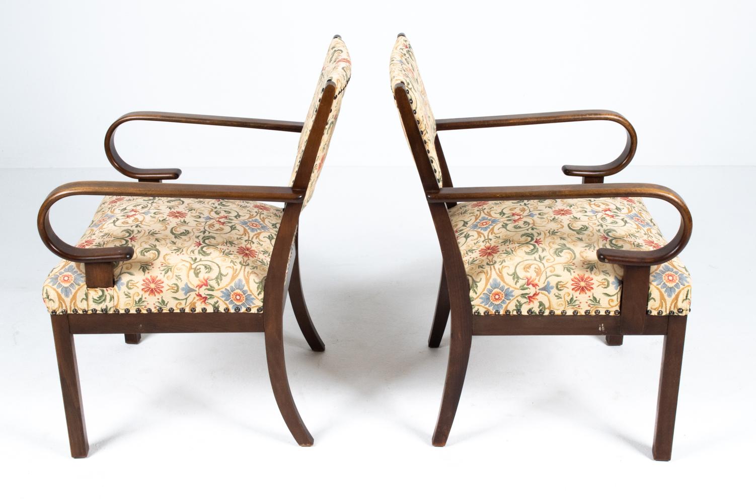 Pair of Art Deco Armchairs Attributed to Fritz Hansen 1