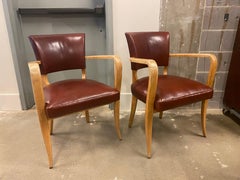 Paire de fauteuils Art Déco Bridge Chairs, en cuir sang de bœuf, France, années 1940