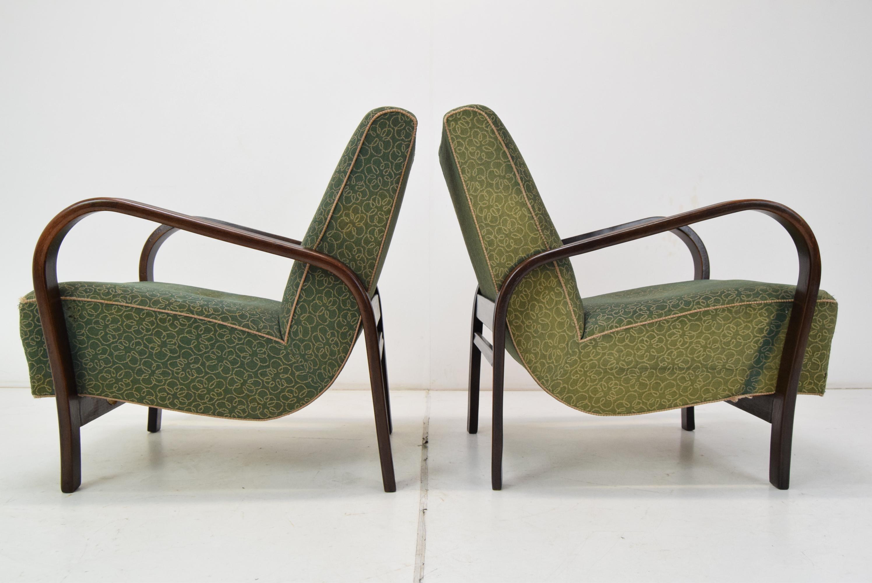 Paire de fauteuils Art Déco de Kropacek et Kozelka, années 1930 6