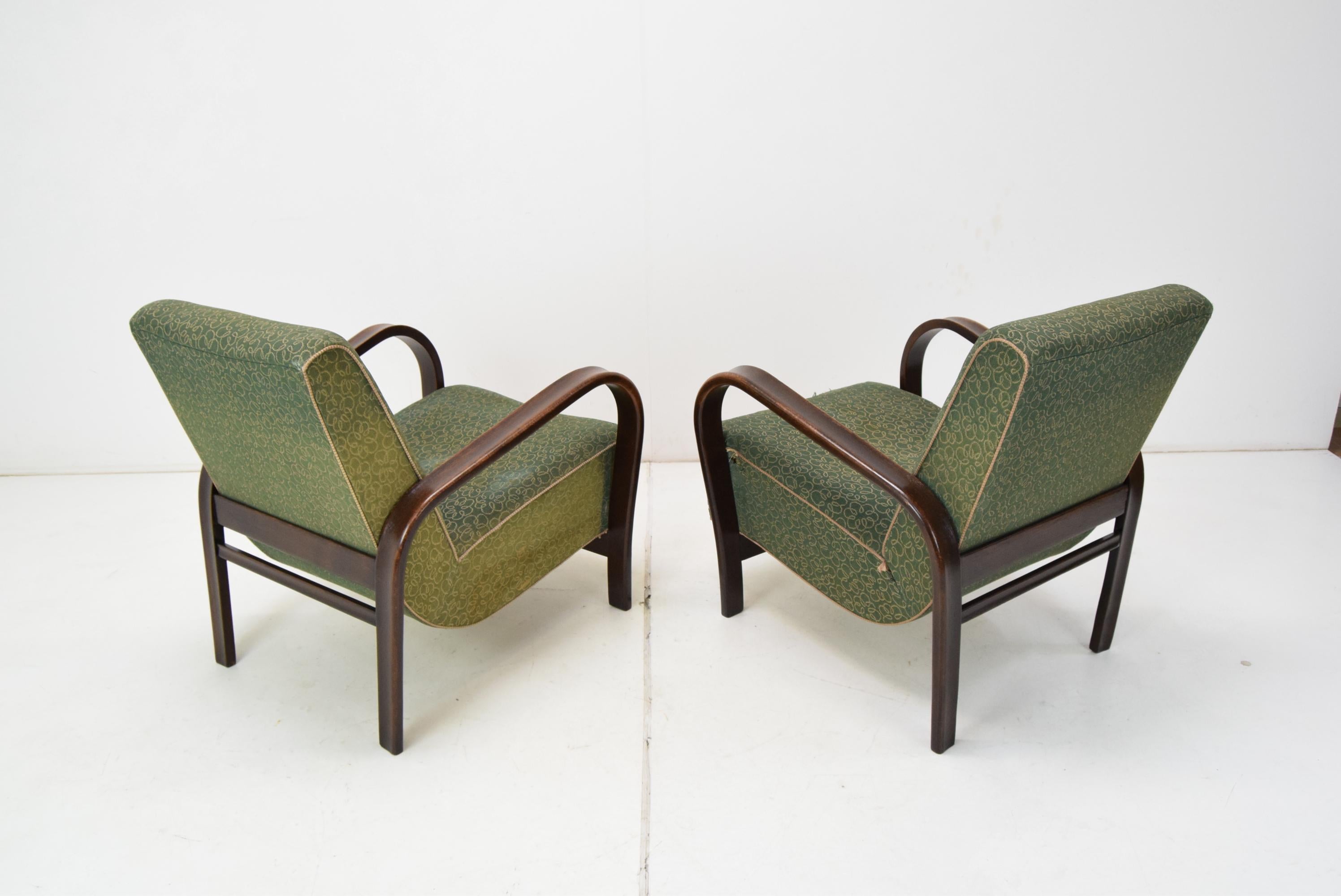 Tissu Paire de fauteuils Art Déco de Kropacek et Kozelka, années 1930