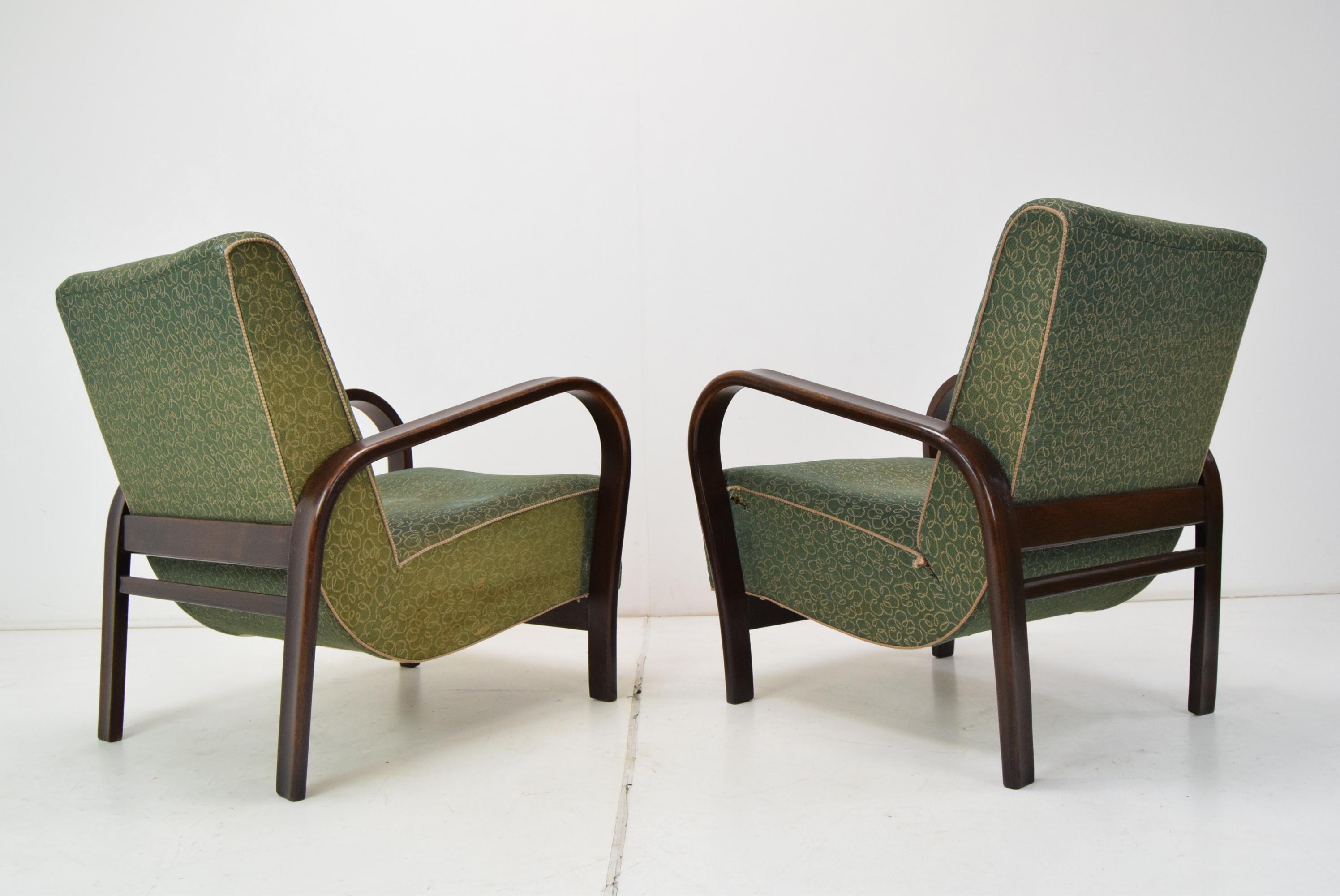 Paire de fauteuils Art Déco de Kropacek et Kozelka, années 1930 1