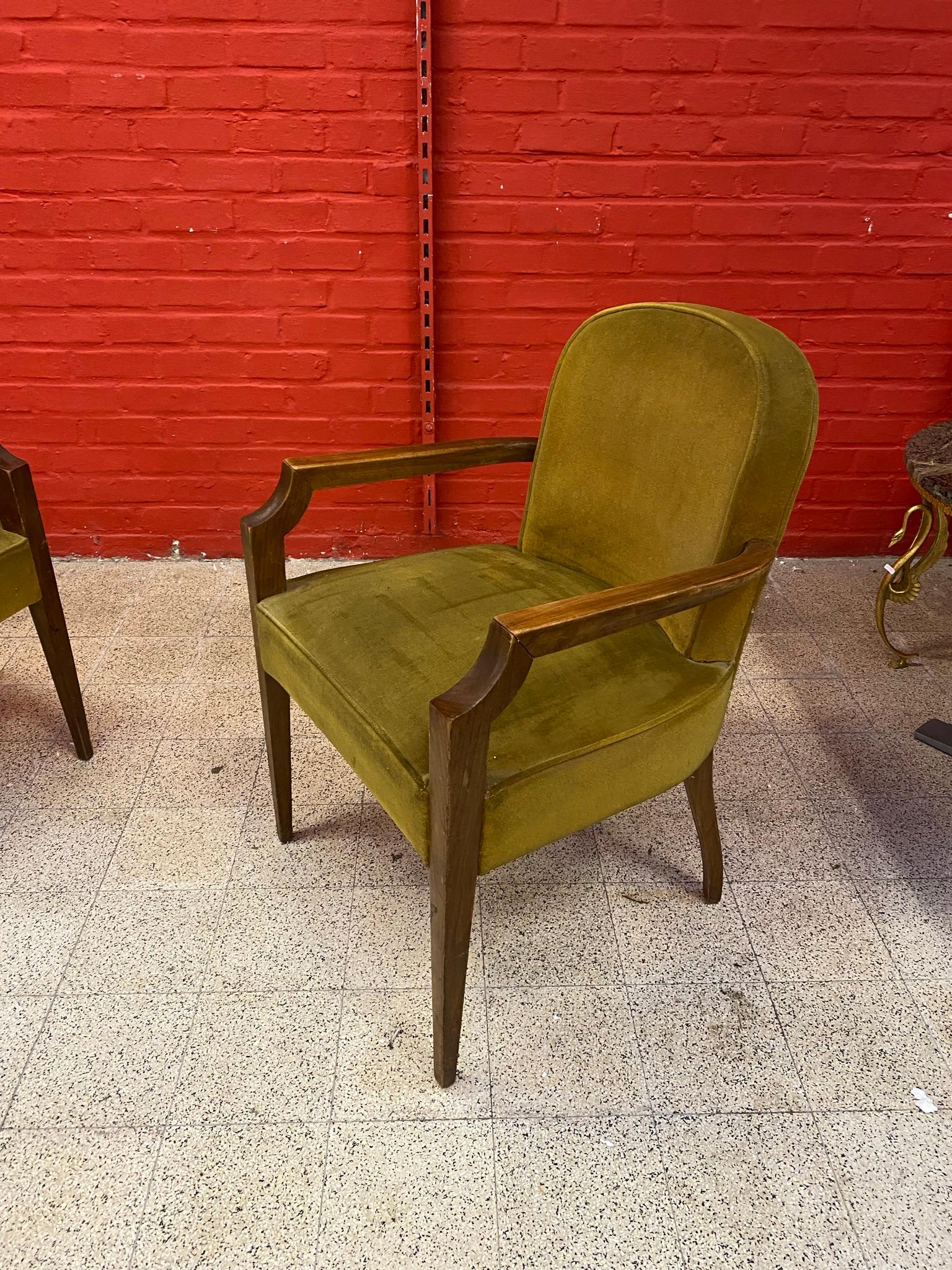 French Pair of Art Deco Armchairs circa 1930