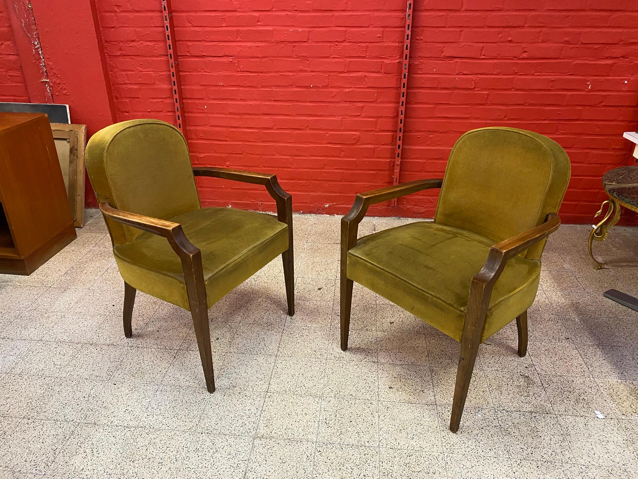 Pair of Art Deco Armchairs circa 1930 In Good Condition In Saint-Ouen, FR