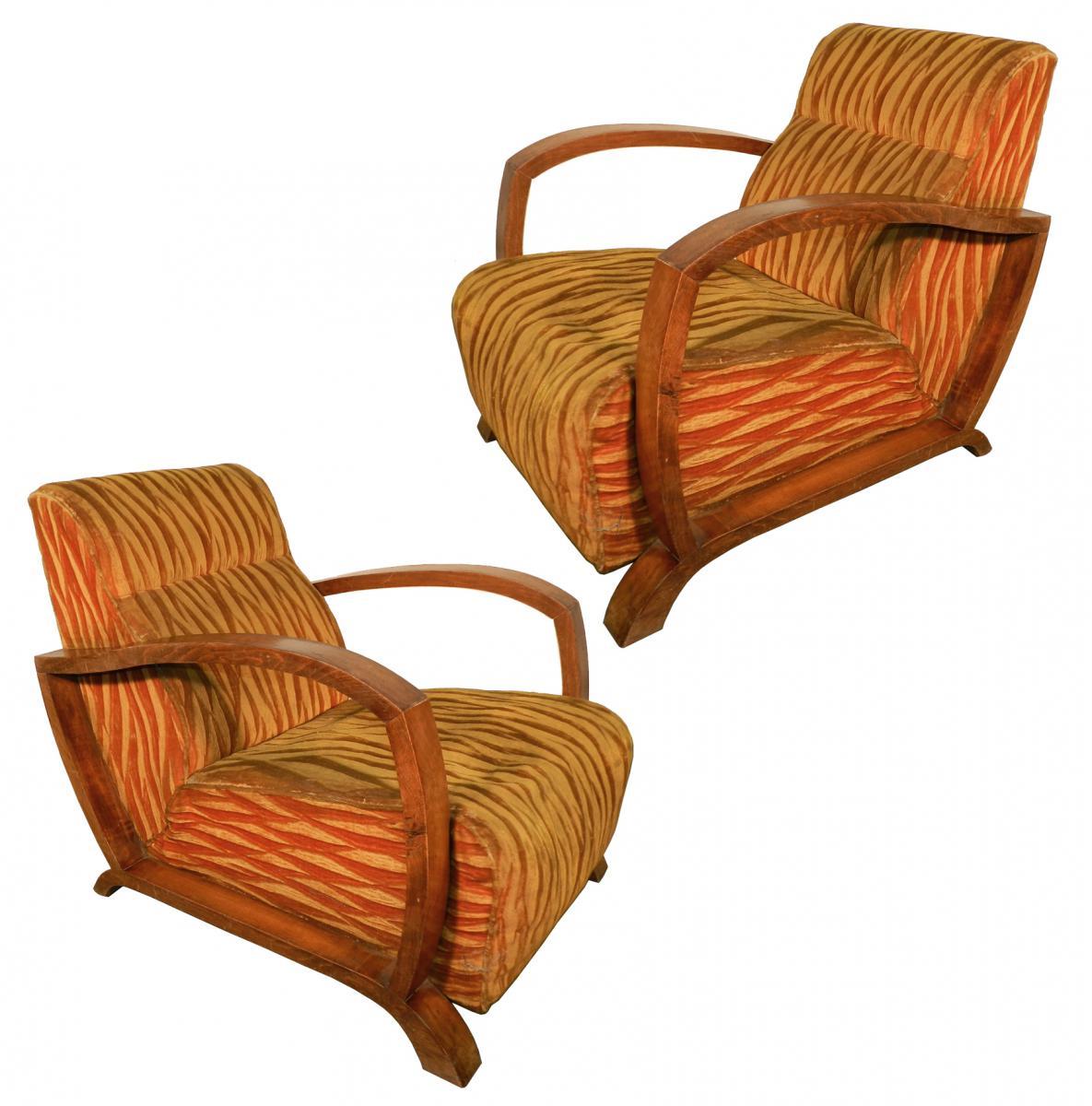 Coppia di poltrone Art Déco, 1930 circa In condizioni buone in vendita a Saint-Ouen, FR