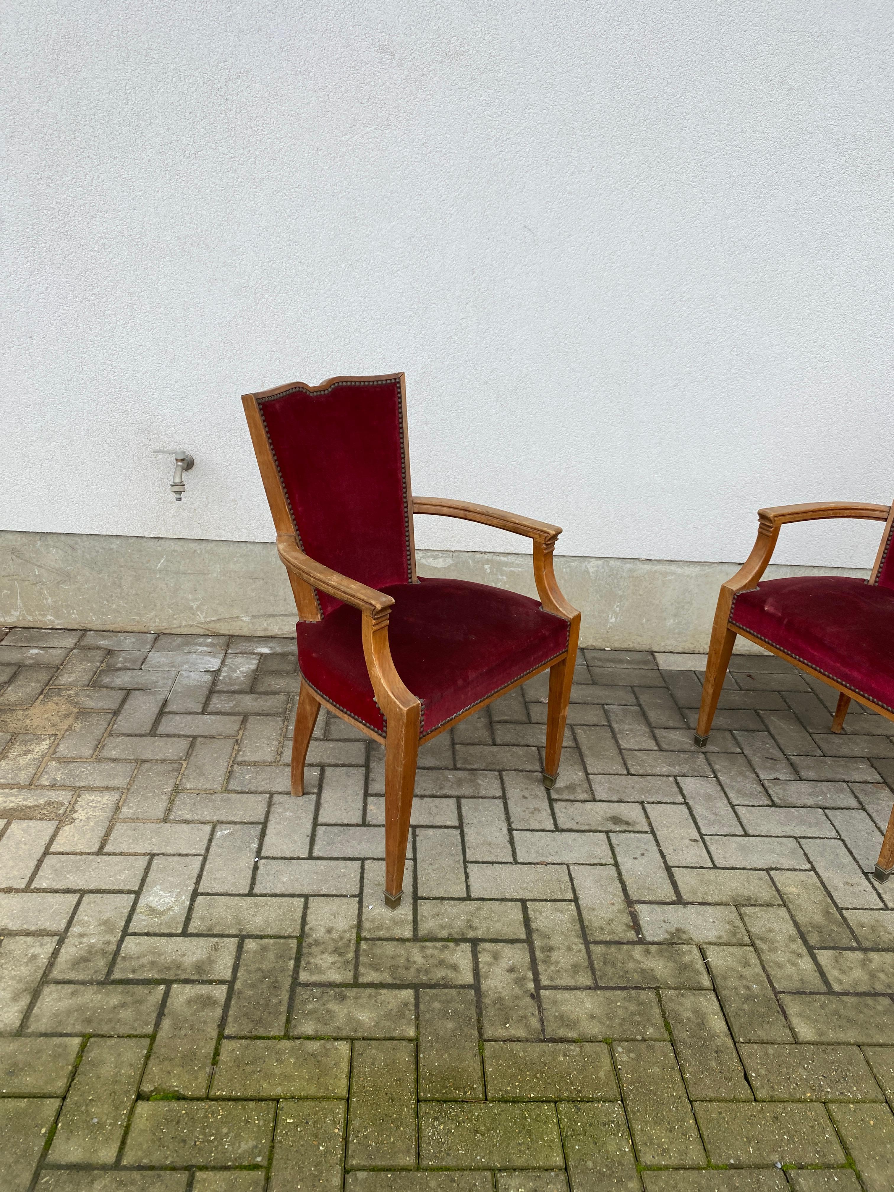 French Pair of art deco armchairs circa 1940/1950 For Sale