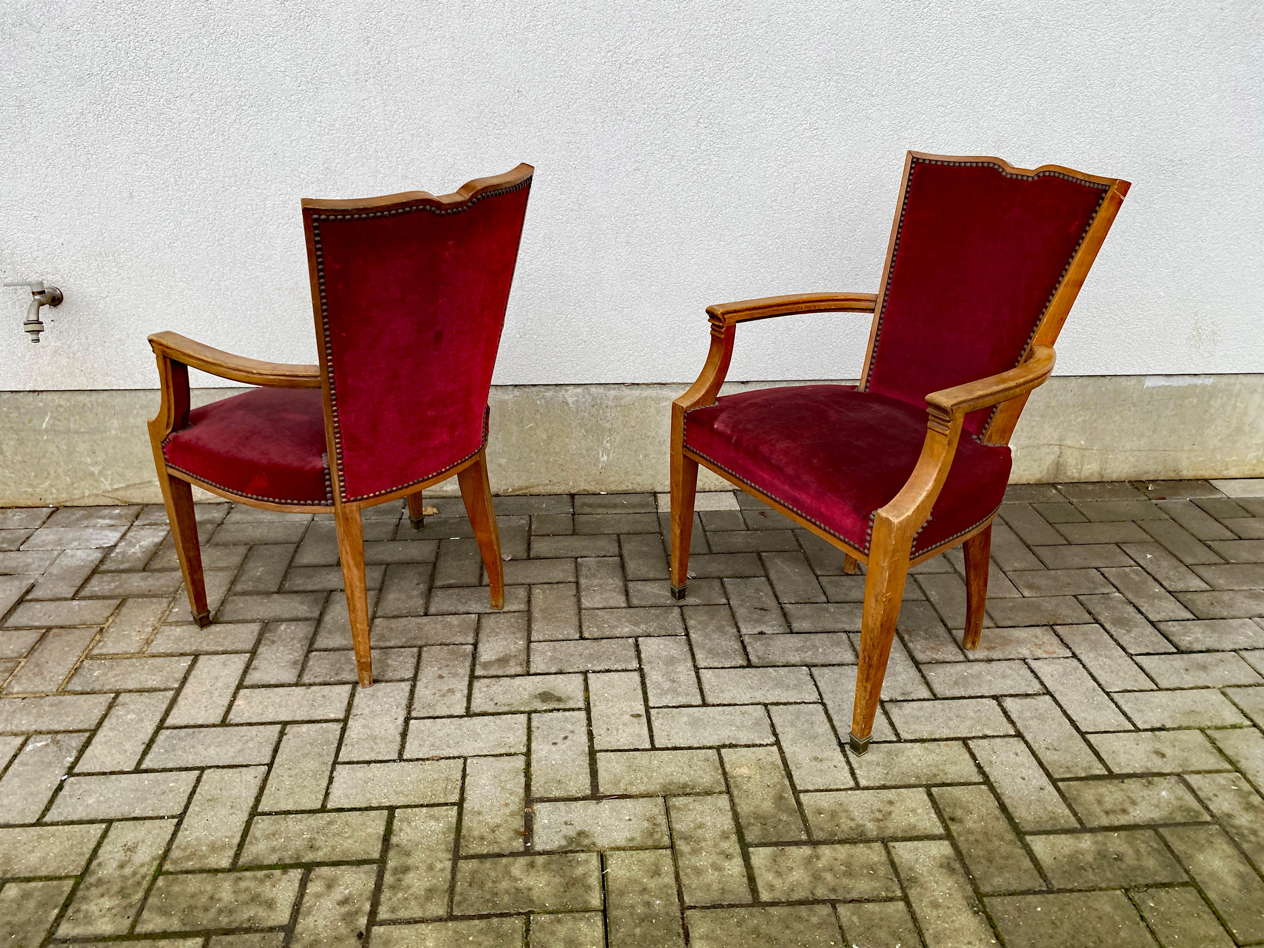 Pair of art deco armchairs circa 1940/1950 For Sale 2