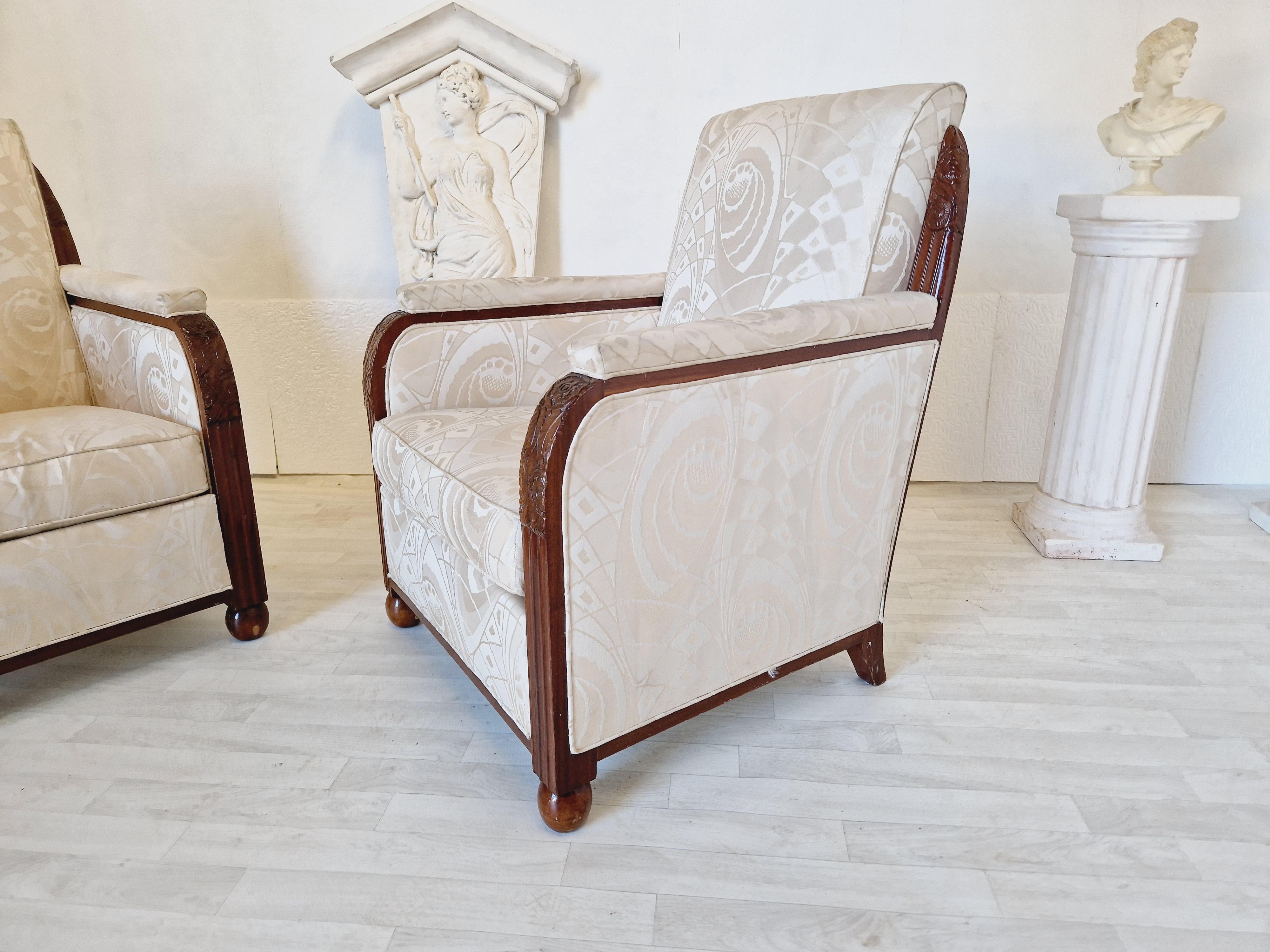 Pair of Art Deco Armchairs Cl For Sale 3