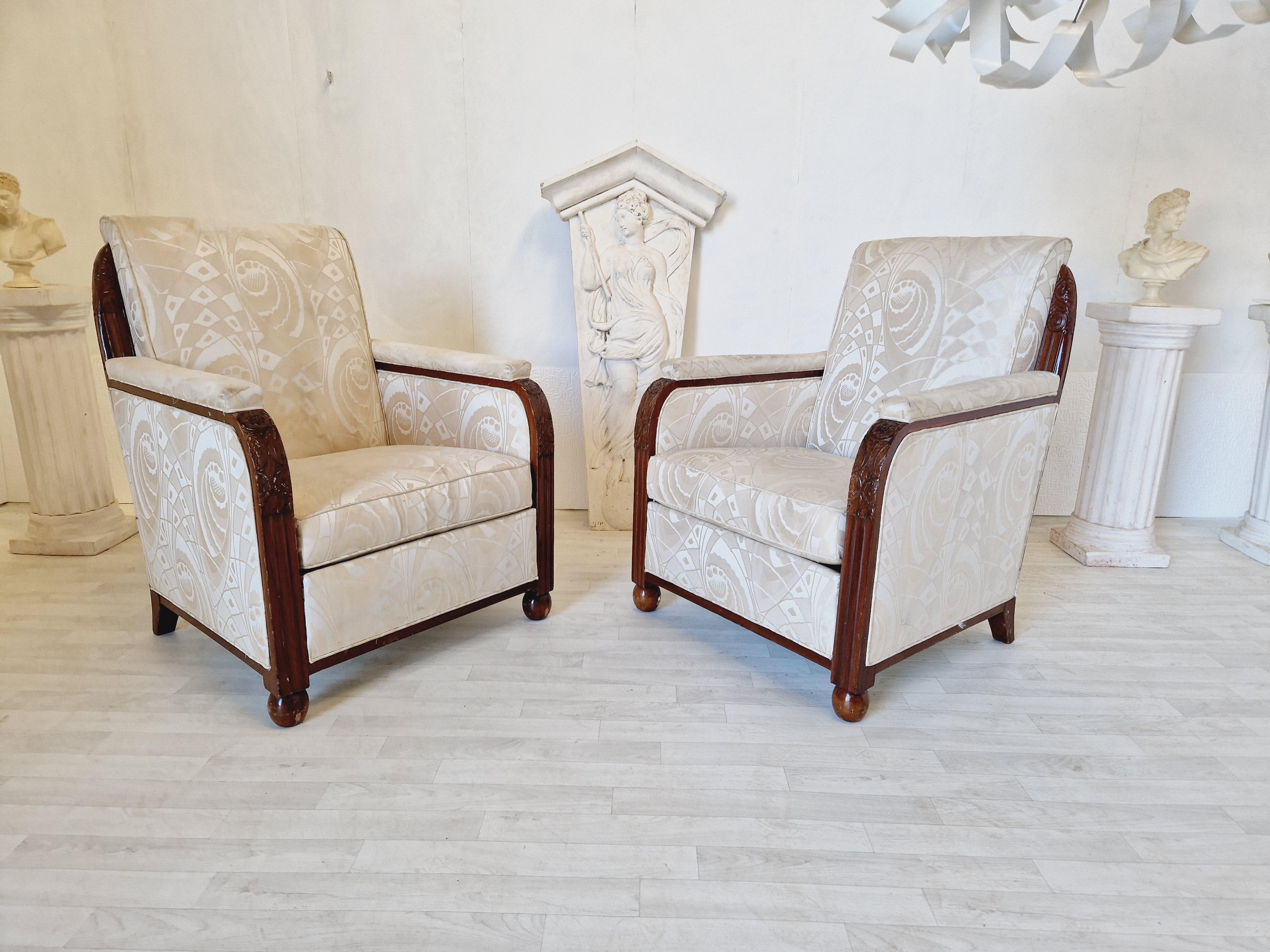 Pair of Art Deco Armchairs Cl For Sale 2
