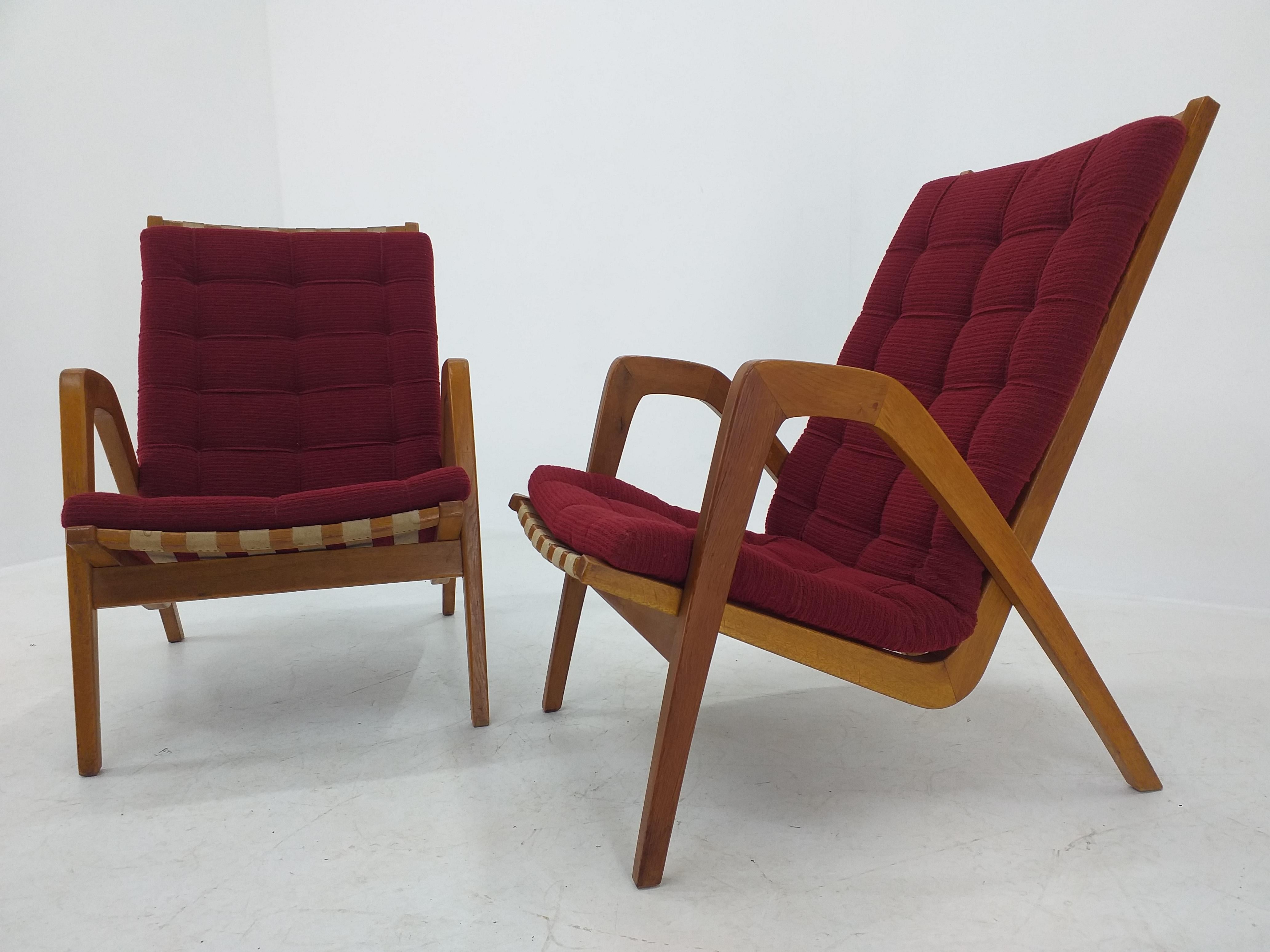 Mid-20th Century Pair of Art Deco Armchairs Designed by Jan Vanek, 1930s For Sale