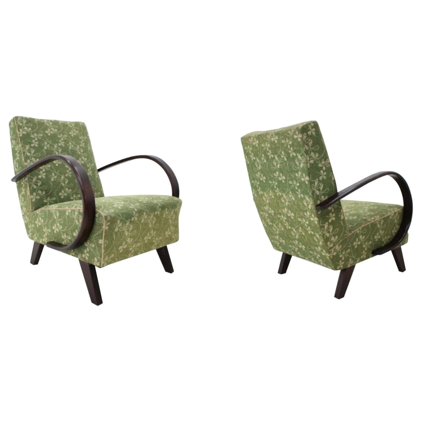 Pair of Art Deco Armchairs Designed by Jindrich Halabala, 1930s
