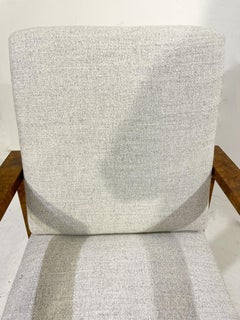 Pair of Art Deco Armchairs , Fabric and Walnut, New Upholstery