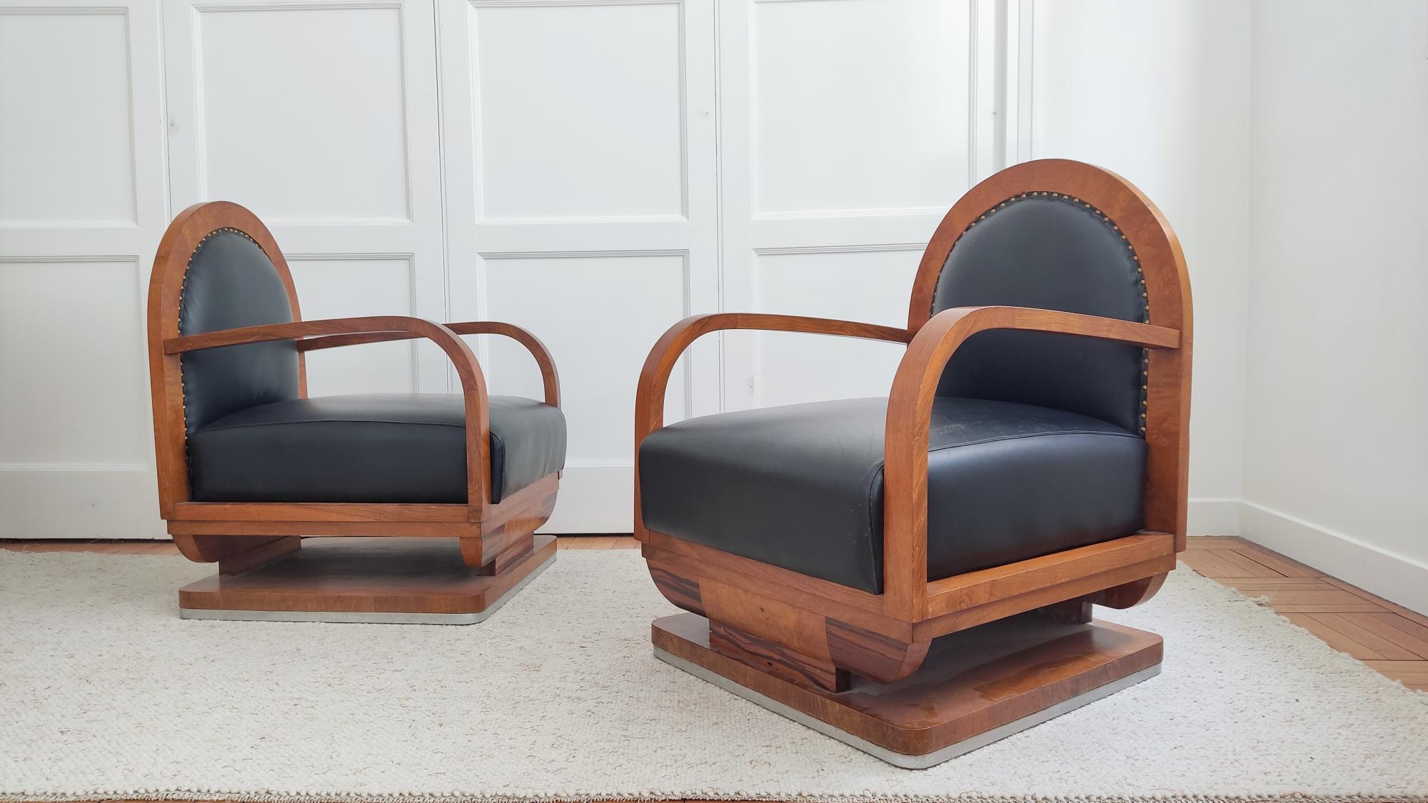 Italian Pair of Art deco armchairs 