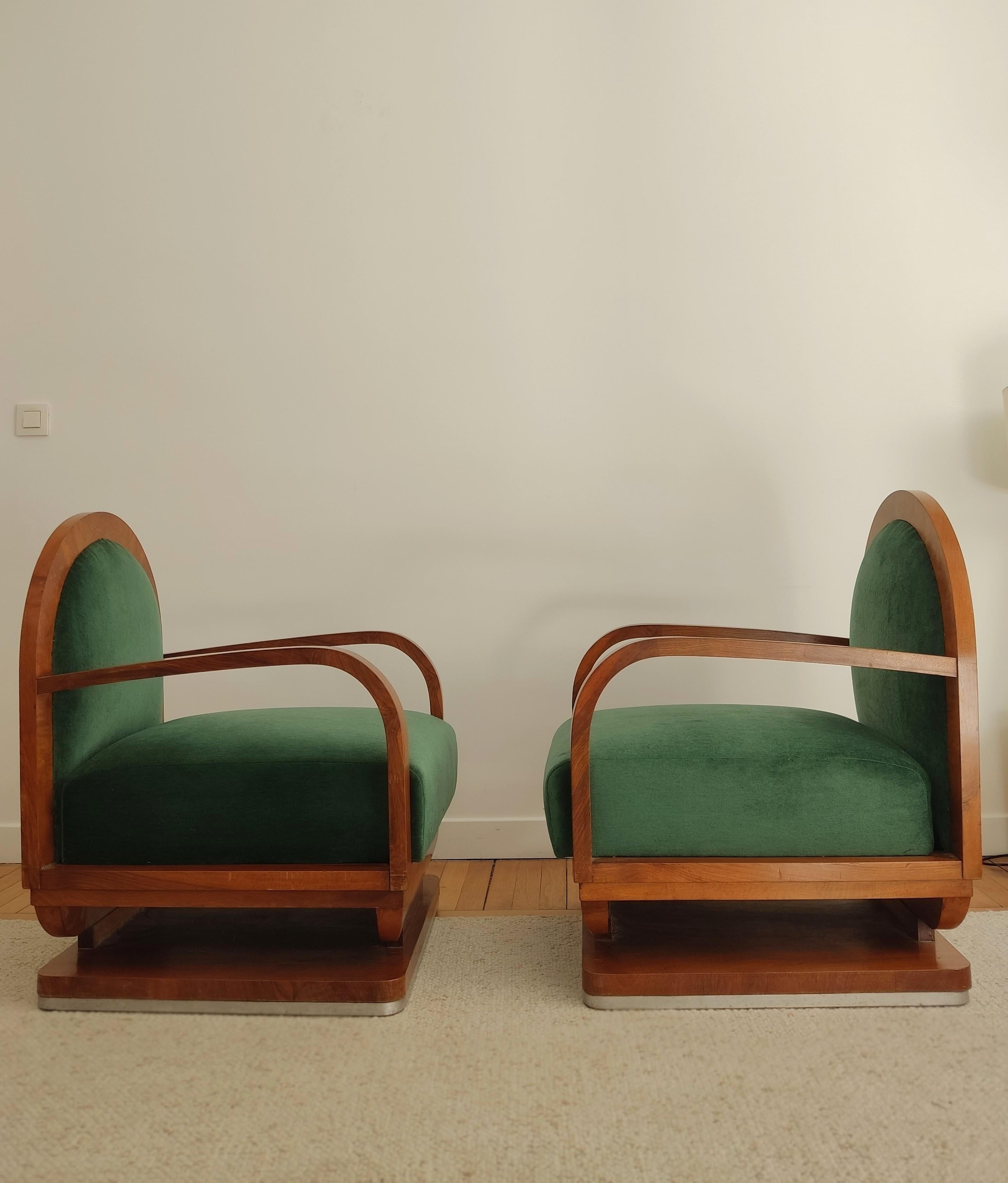 Italian Pair of Art deco armchairs  For Sale