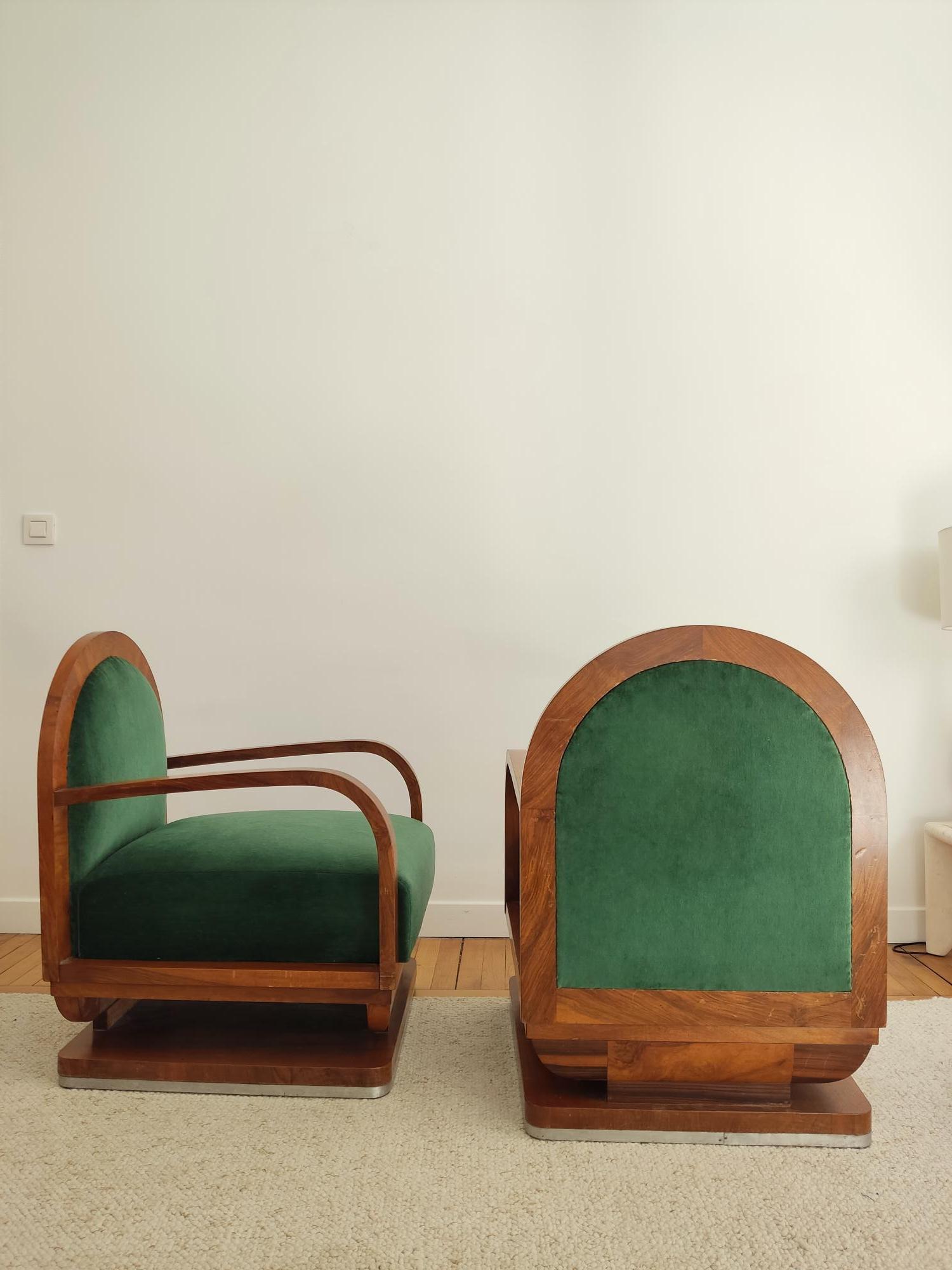 Mid-20th Century Pair of Art deco armchairs  For Sale