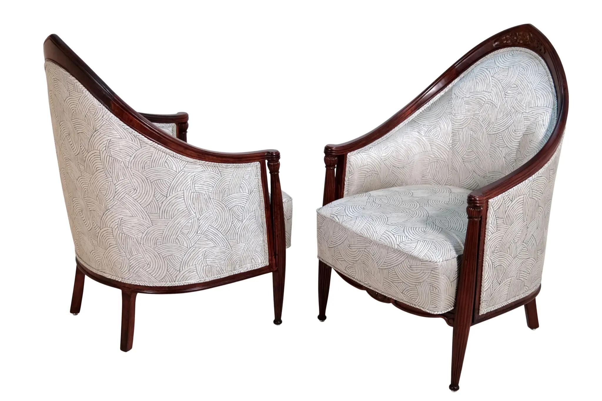 Pair of Art Deco Armchairs For Sale 3