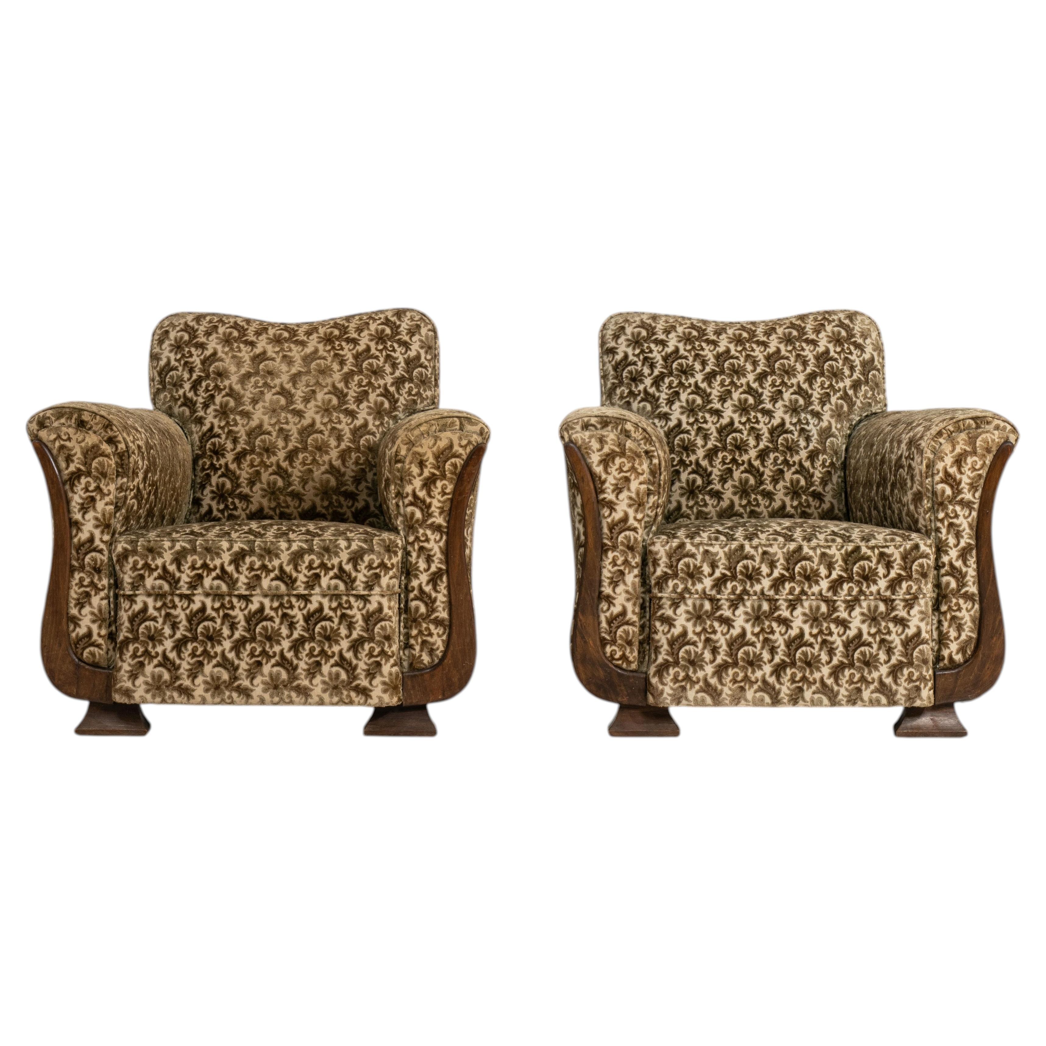 Fauteuils Art déco, bois français, motifs géométriques, début du XXe siècle