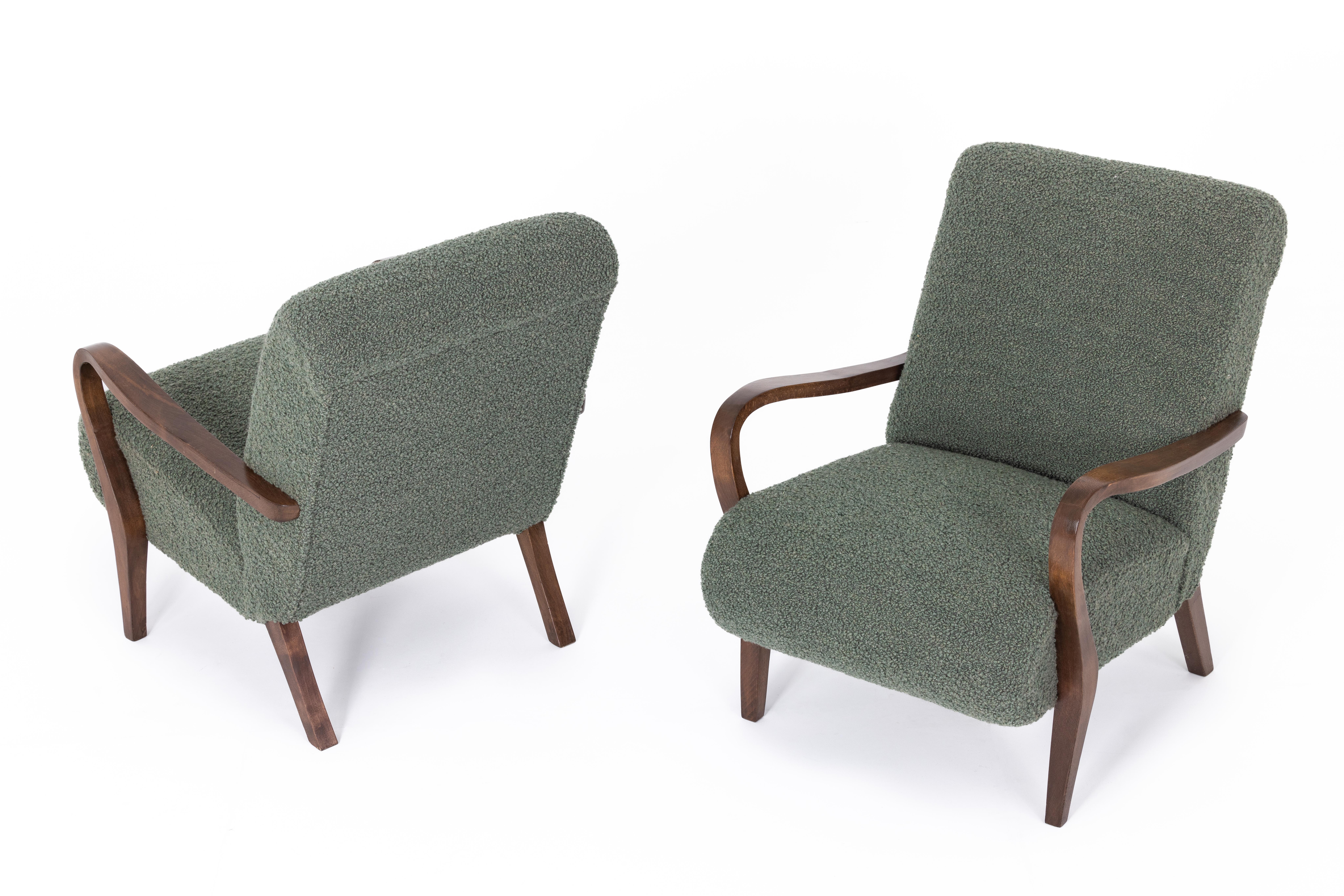 Art Deco Pair of art deco armchairs, France 1920s, Dedar fabric For Sale