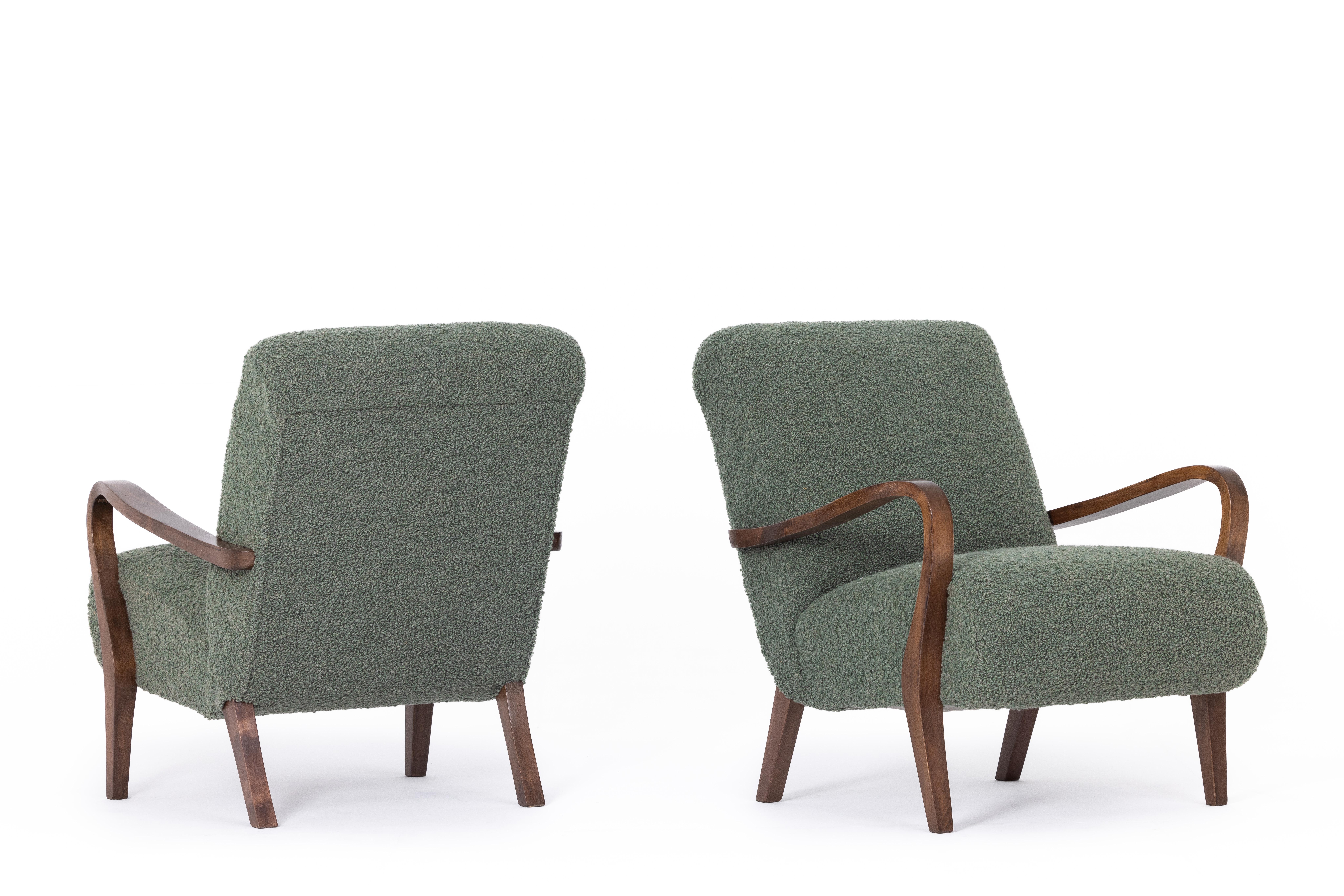 Pair of art deco armchairs, France 1920s, Dedar fabric For Sale 2