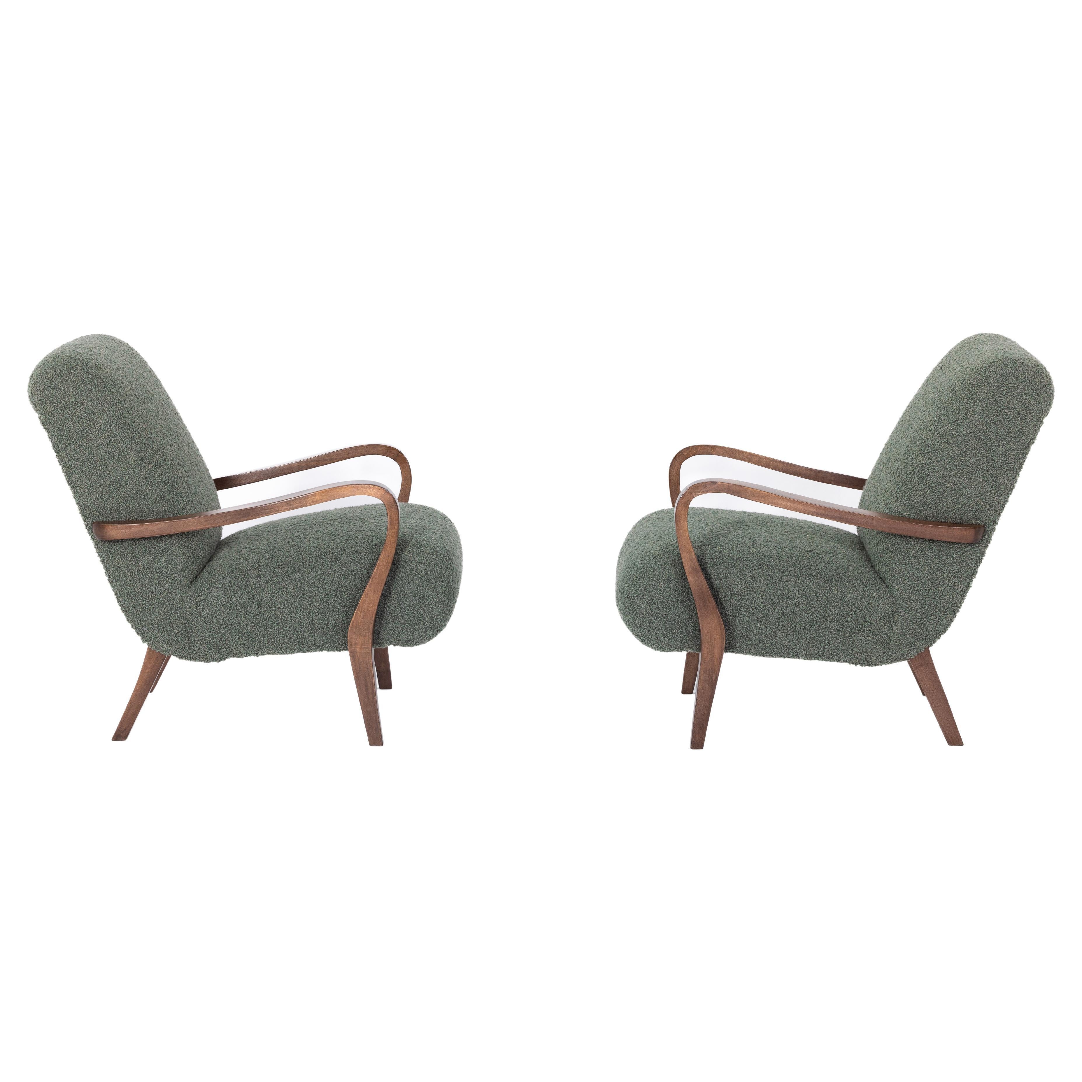 Pair of art deco armchairs, France 1920s, Dedar fabric For Sale