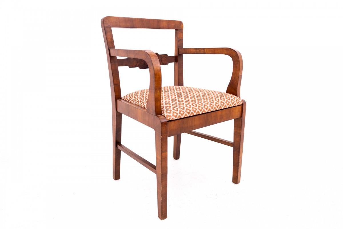 Paire de fauteuils Art déco des années 1940, Pologne. Bon état - En vente à Chorzów, PL