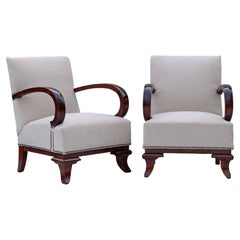 Vintage Pair of Art Deco Armchairs, Fully Restored, Attributed to Lajos Kozma, 1922