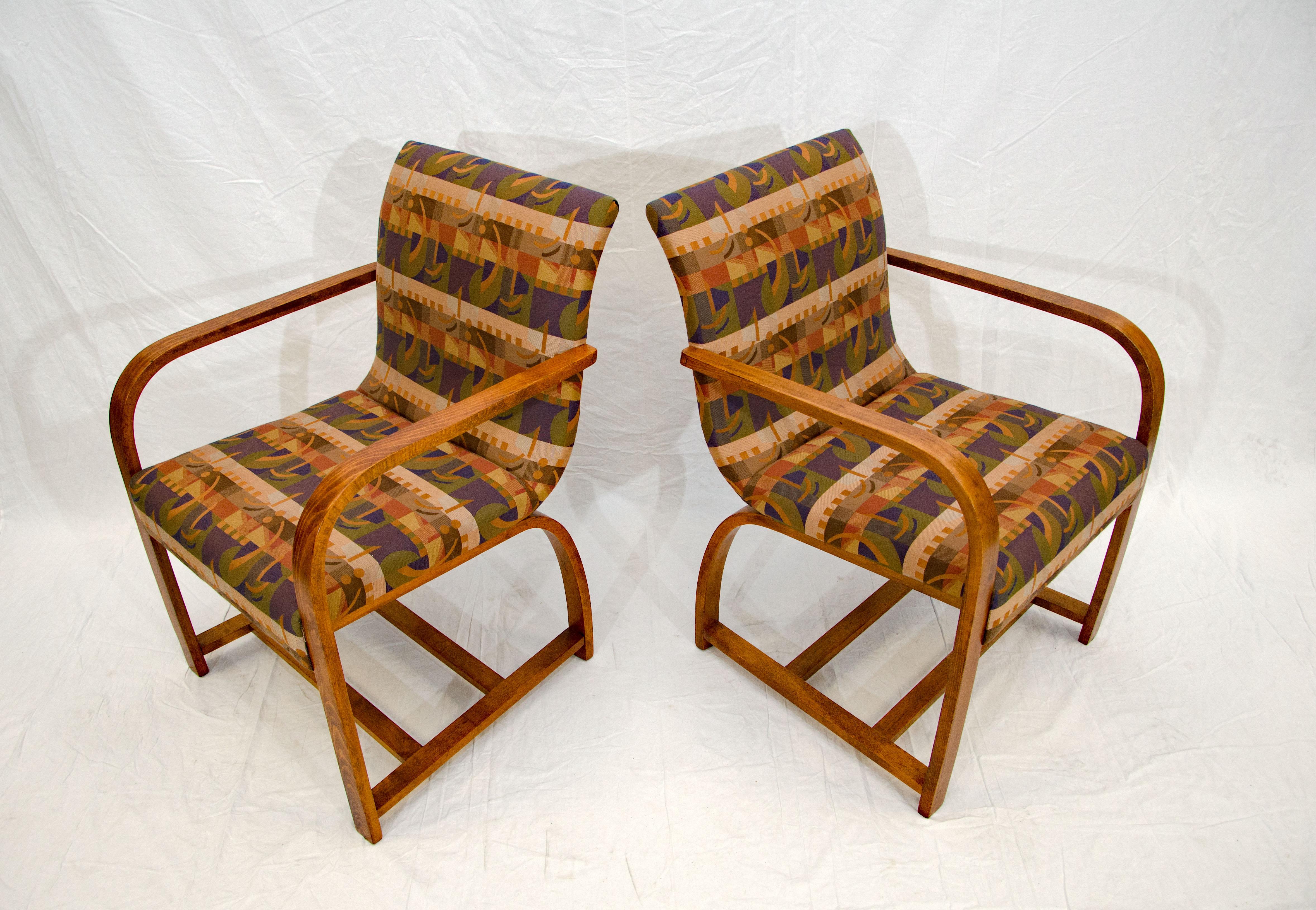20th Century Pair of Art Deco Armchairs, Gilbert Rohde for Heywood Wakefield