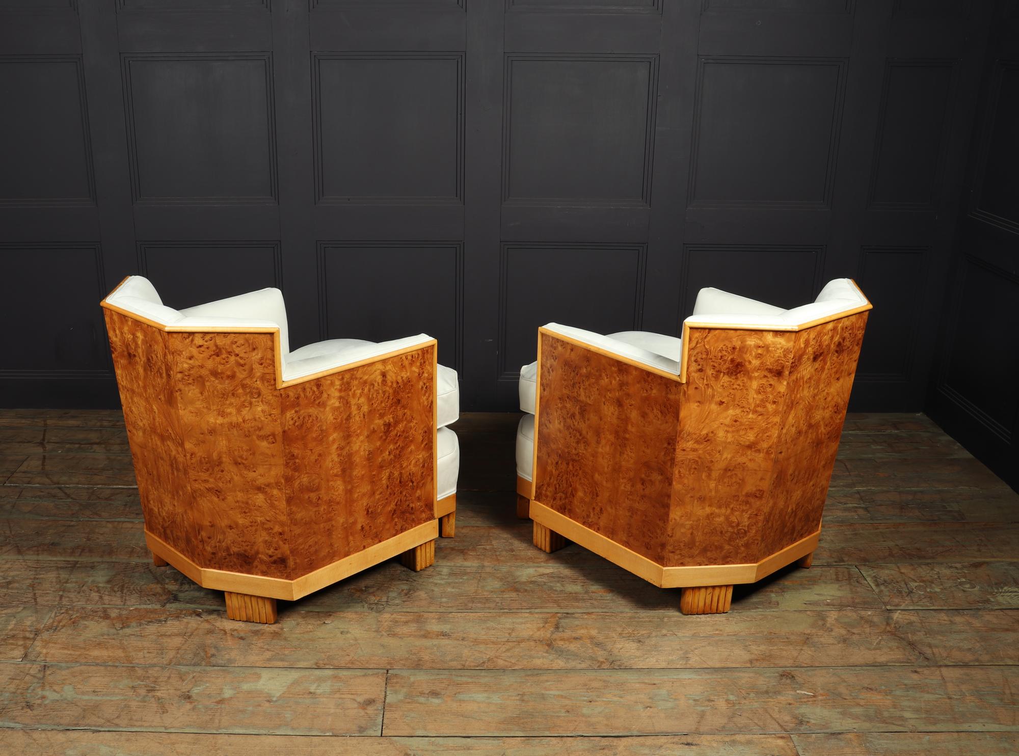 Pair of Art Deco Armchairs in Burr Thuya 5