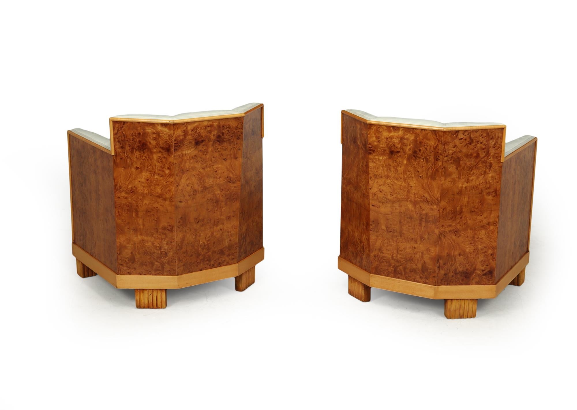 Pair of Art Deco Armchairs in Burr Thuya In Excellent Condition In Paddock Wood Tonbridge, GB