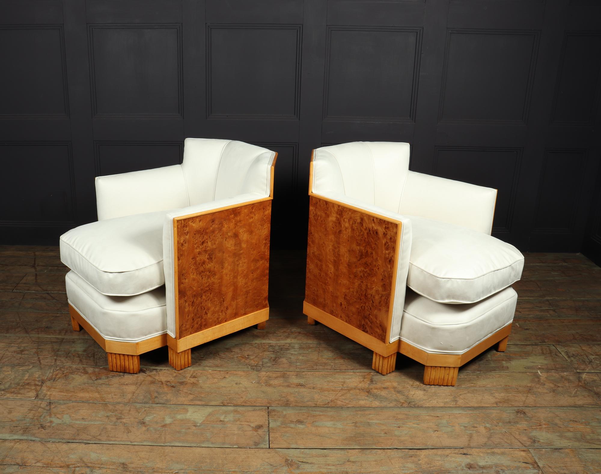 Pair of Art Deco Armchairs in Burr Thuya 1