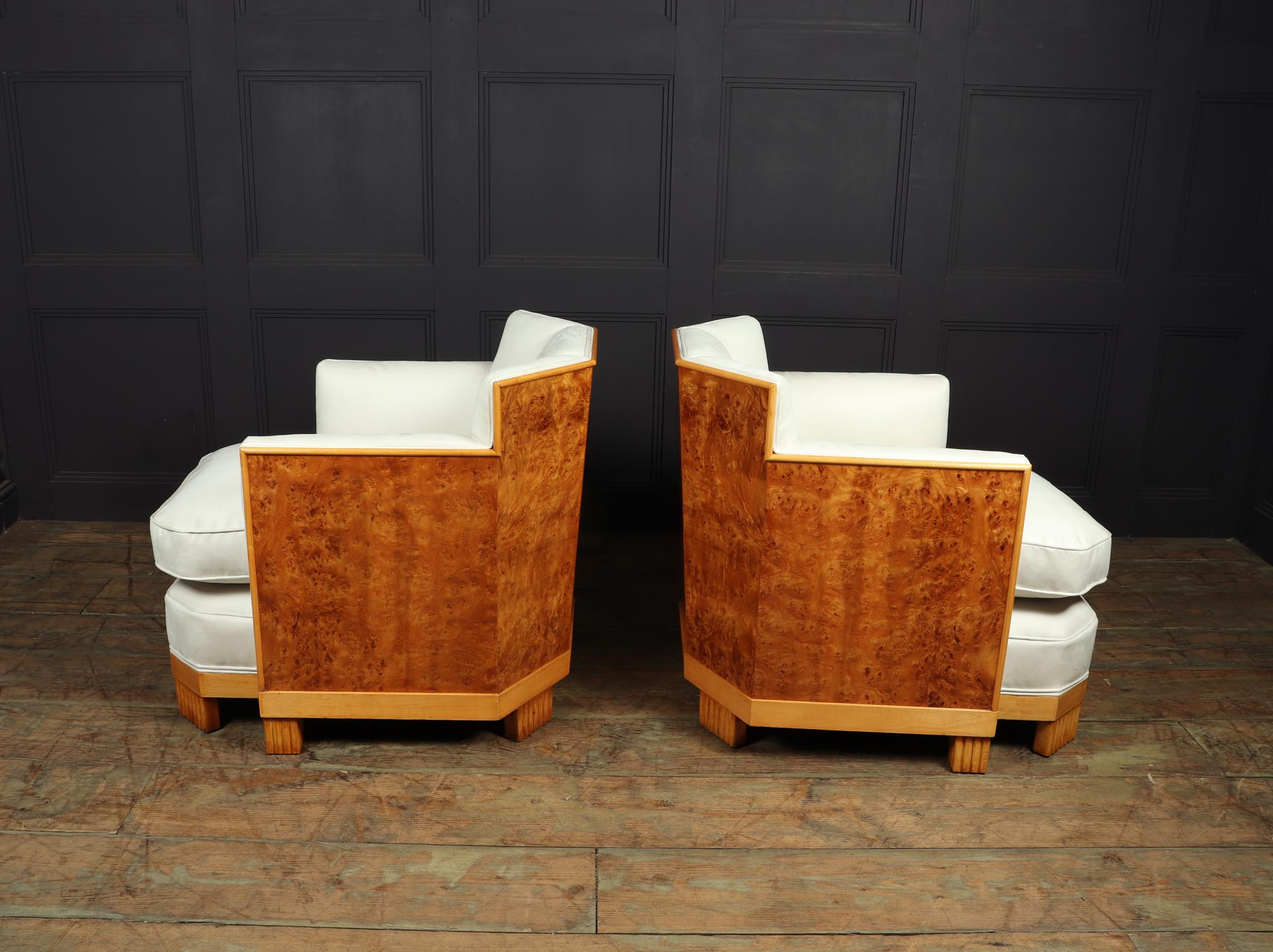 Pair of Art Deco Armchairs in Burr Thuya 2