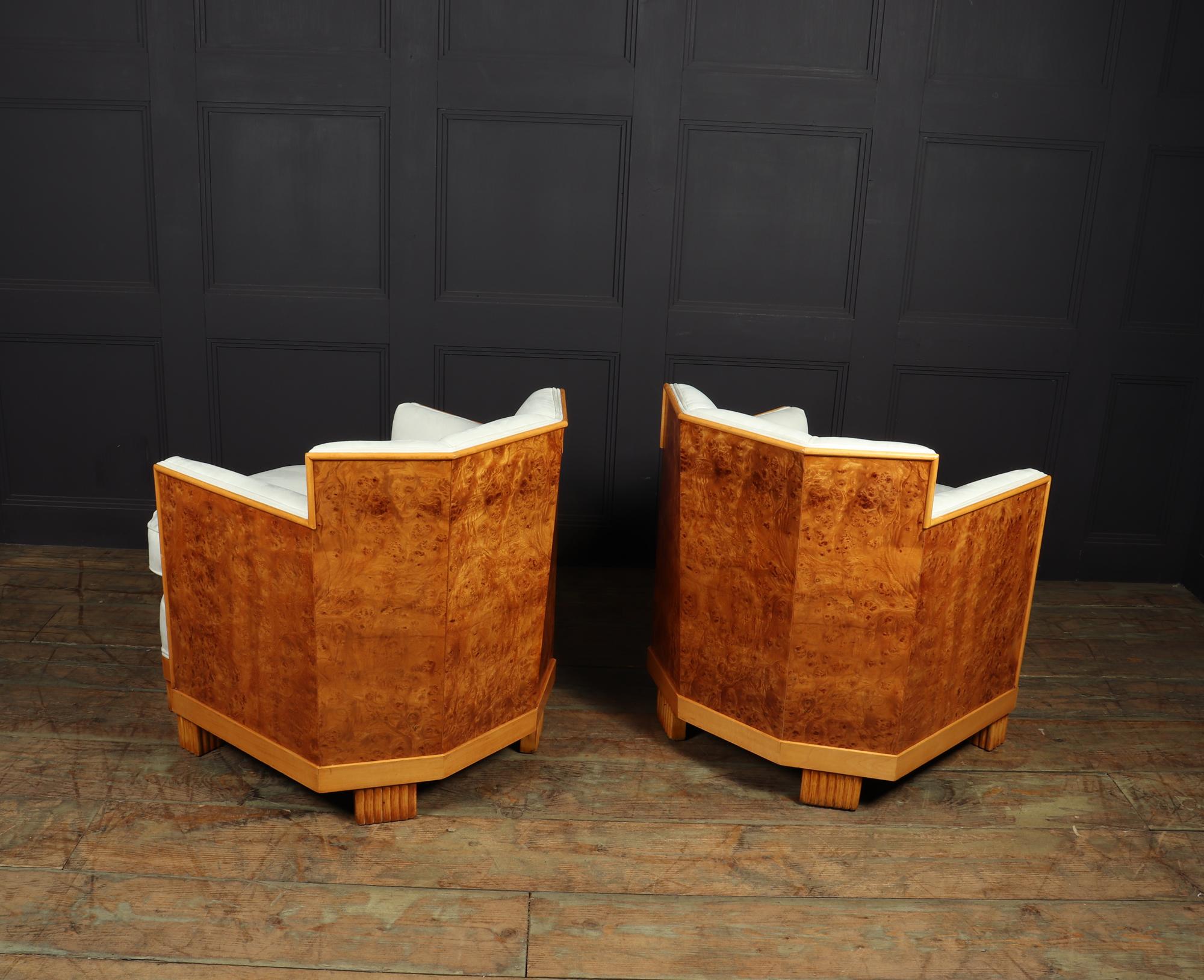 Pair of Art Deco Armchairs in Burr Thuya 3