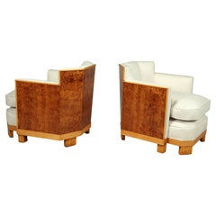 Pair of Art Deco Armchairs in Burr Thuya