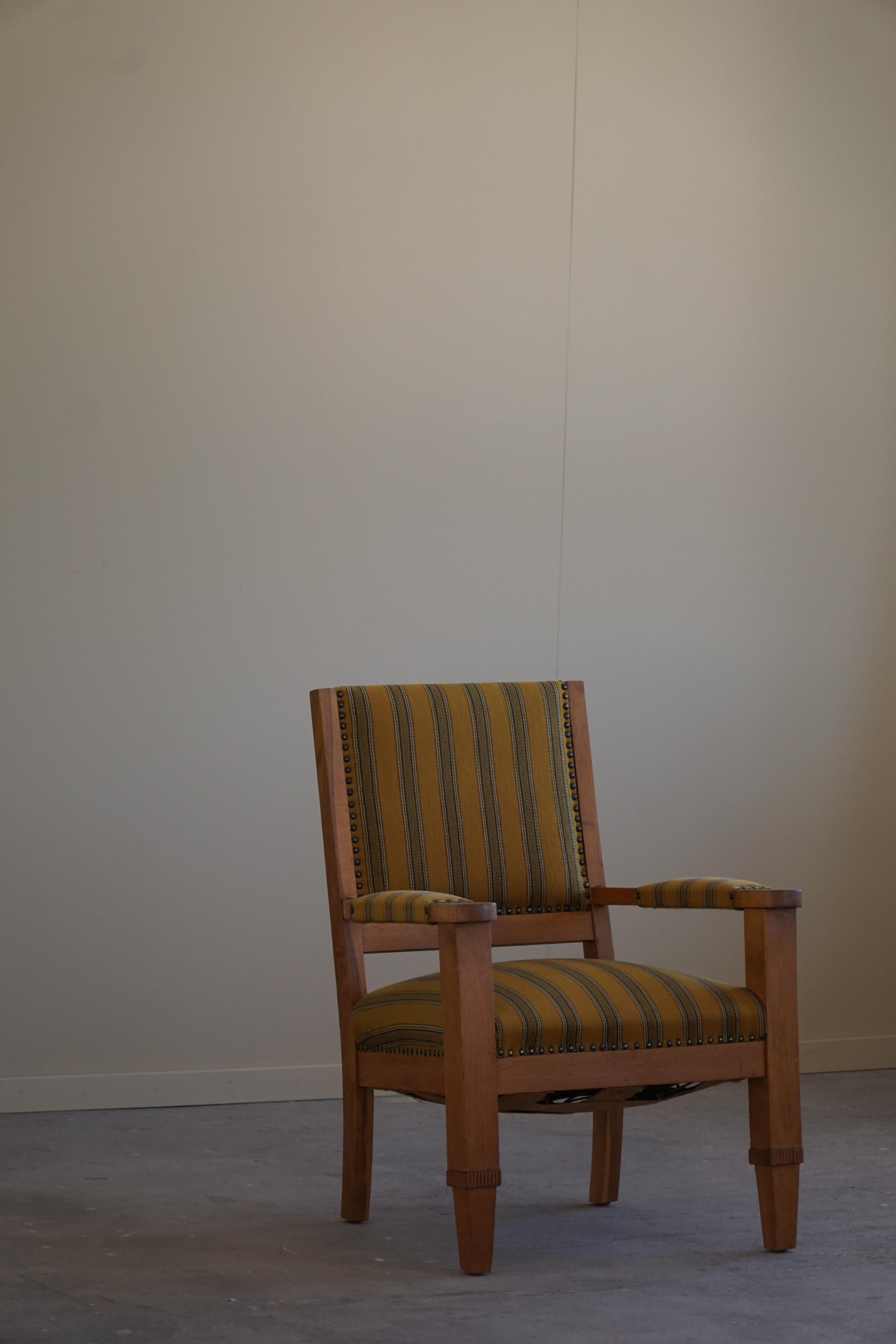 Paire de fauteuils Art Déco en chêne et tissu, ébéniste danois, années 1940 en vente 3