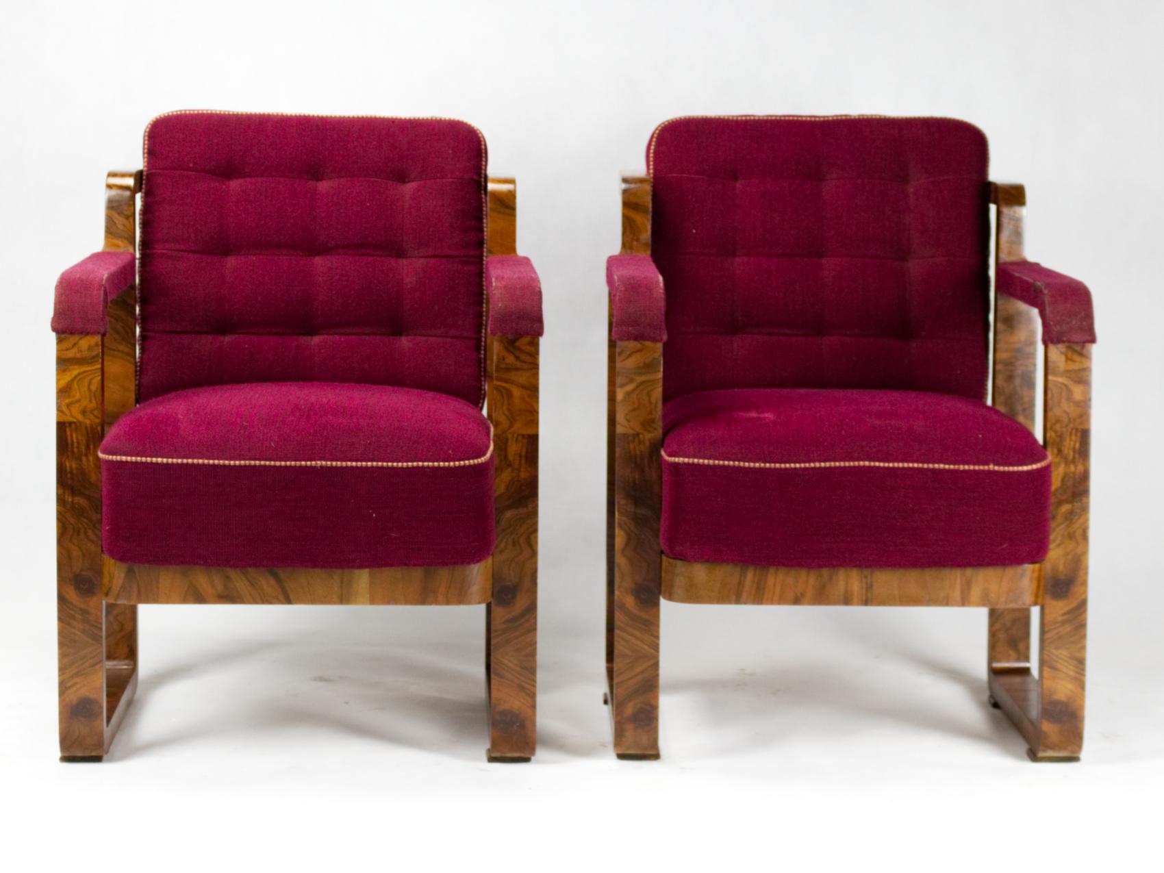 Pair of rare Art Deco armchairs in good original condition, circa 1930.