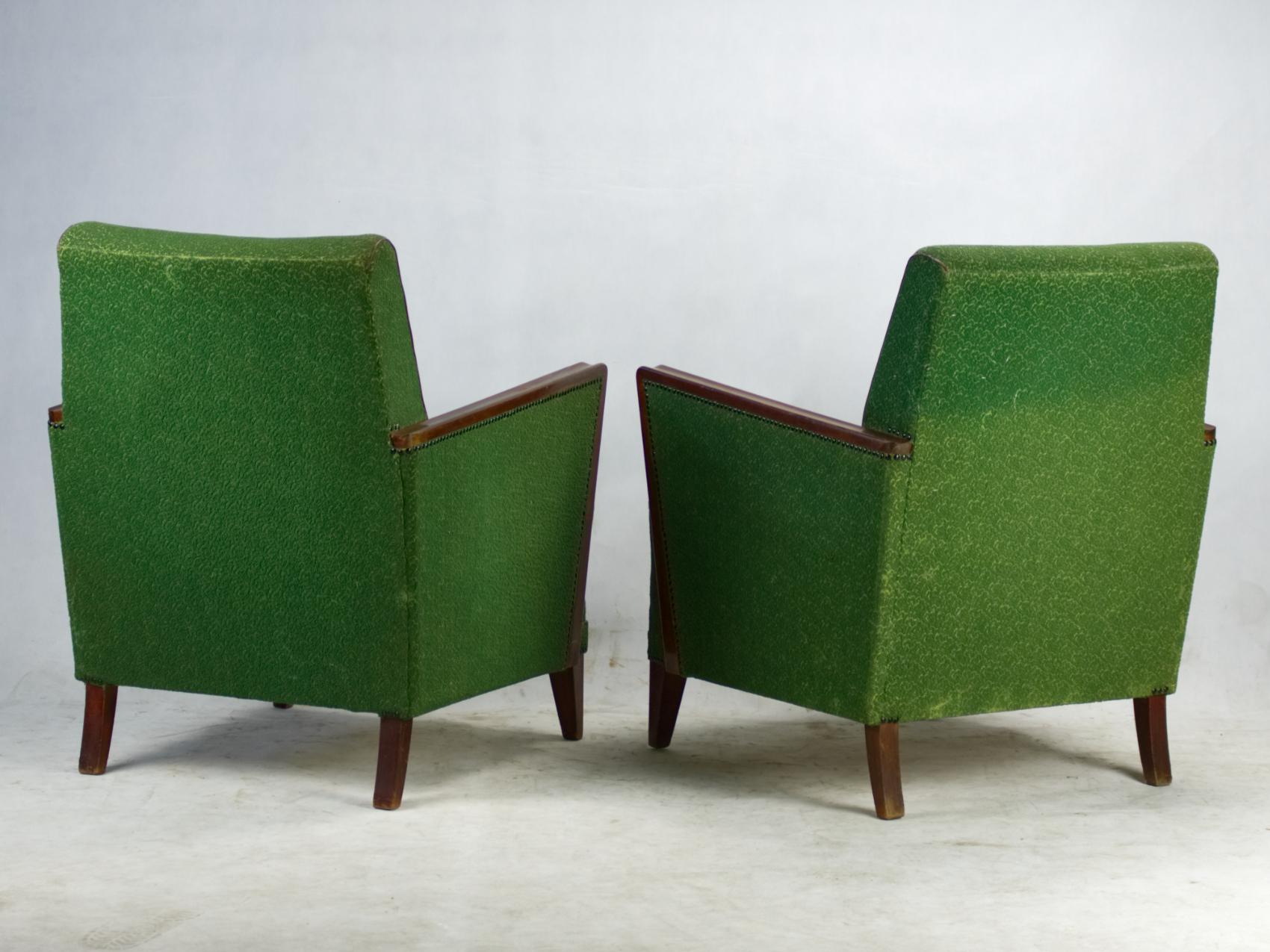 Mid-20th Century Pair of Art Deco Armchairs in Original Condition, circa 1930