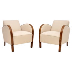 Pair of Art Deco Armchairs in Satin Birch