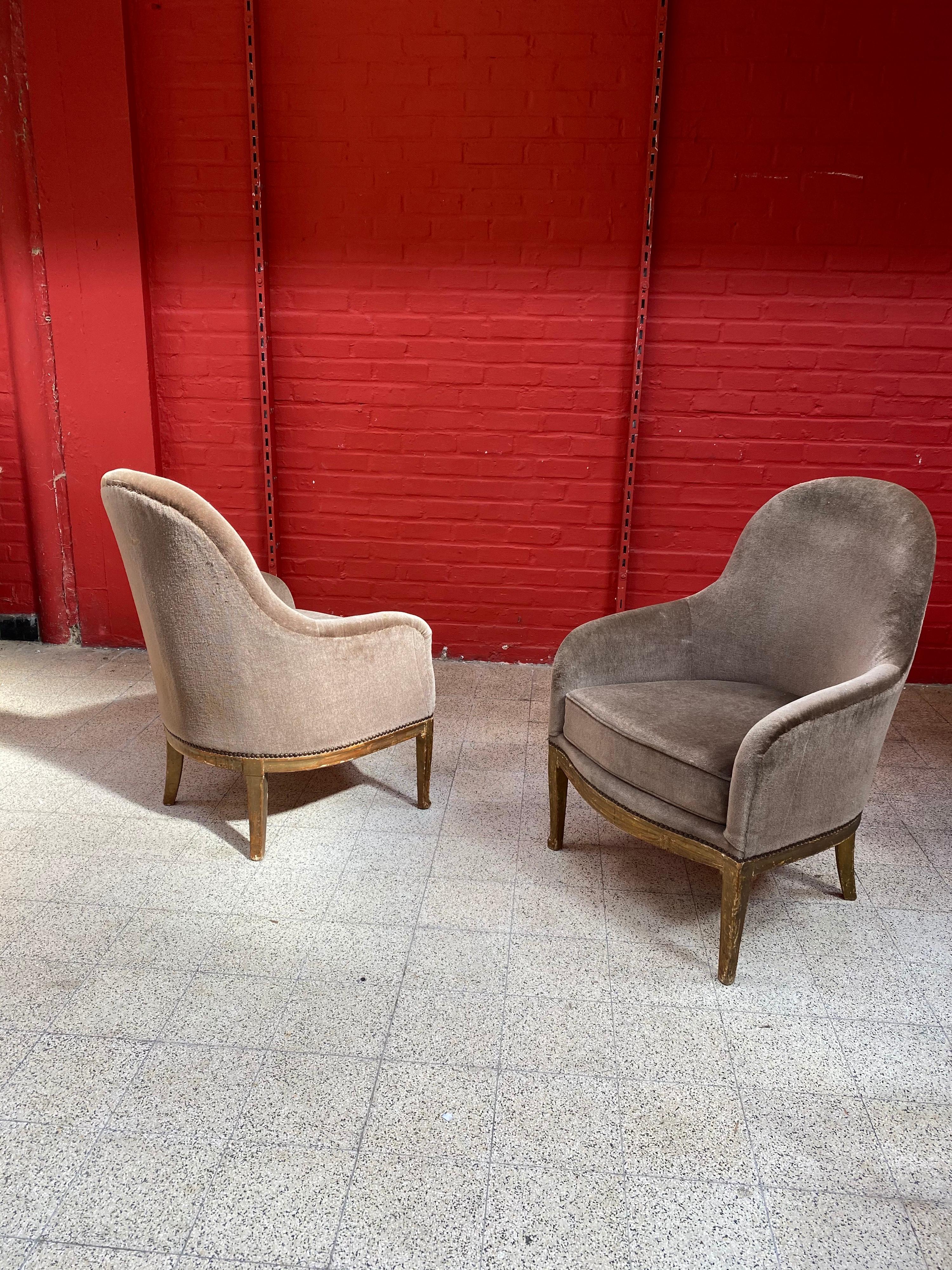 Pair of Art Deco Armchairs in the Style of Léon Jallot circa 1925 4