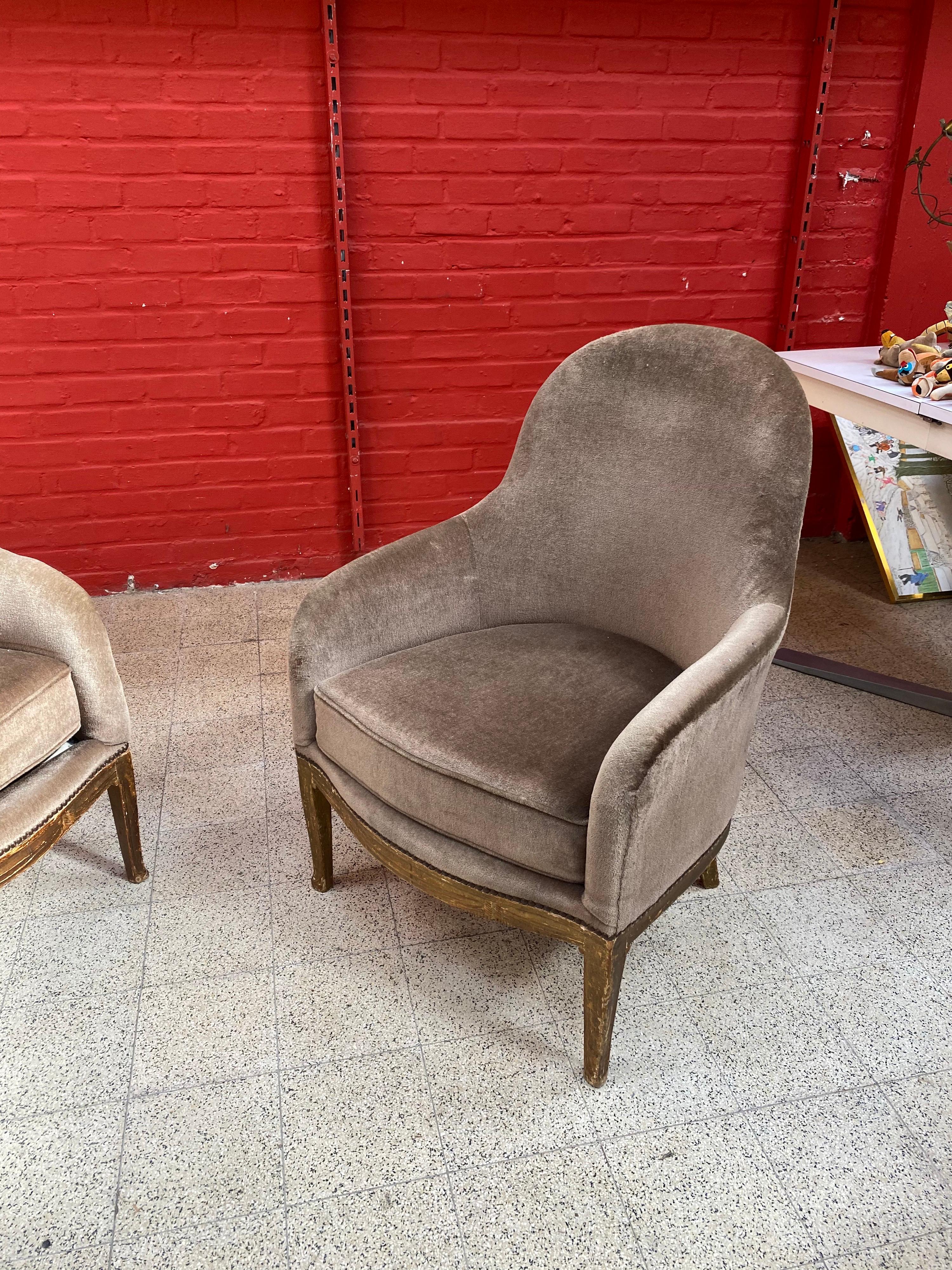 Pair of Art Deco Armchairs in the Style of Léon Jallot circa 1925 In Good Condition In Saint-Ouen, FR