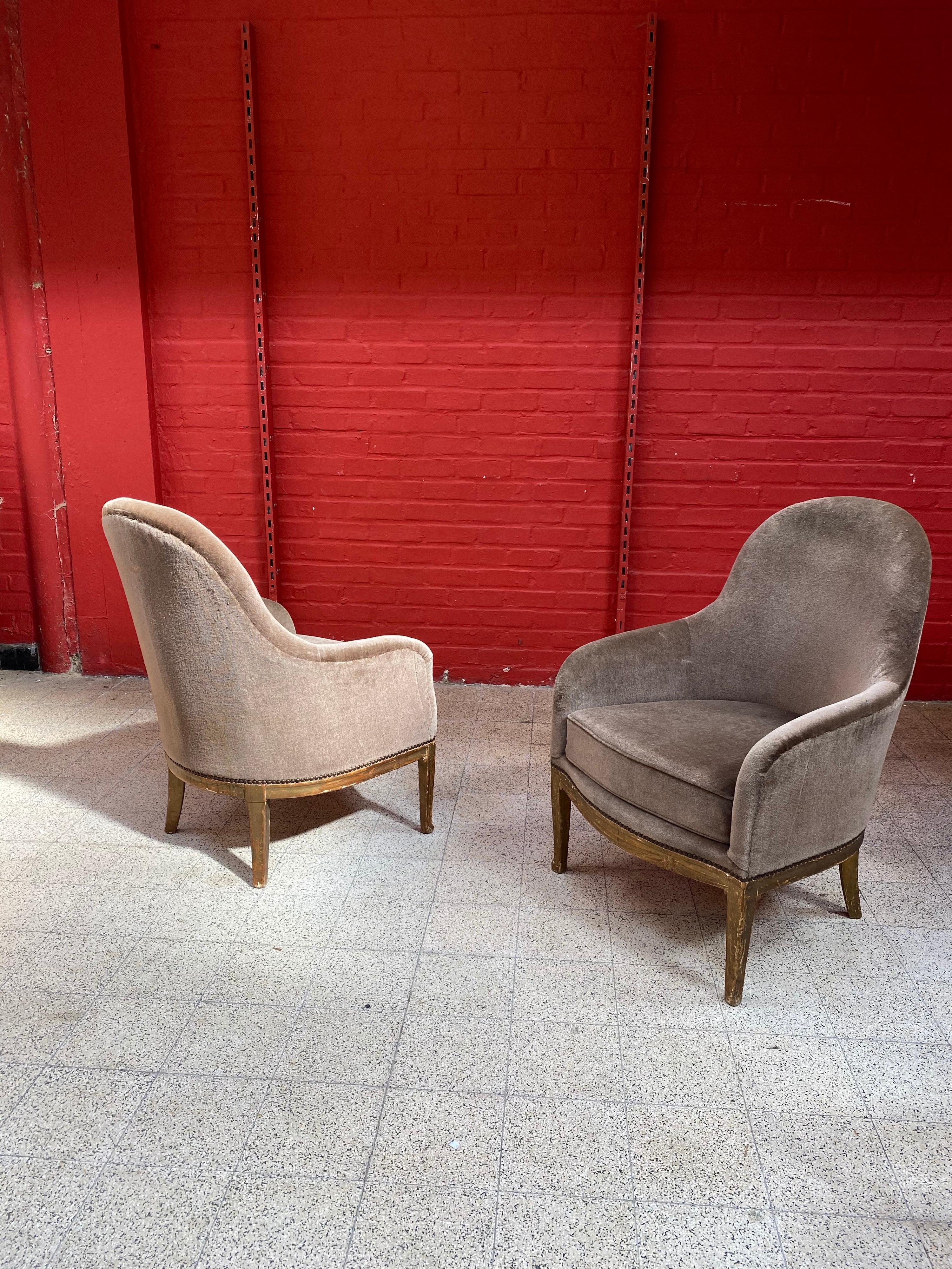 Pair of Art Deco Armchairs in the Style of Léon Jallot circa 1925 3