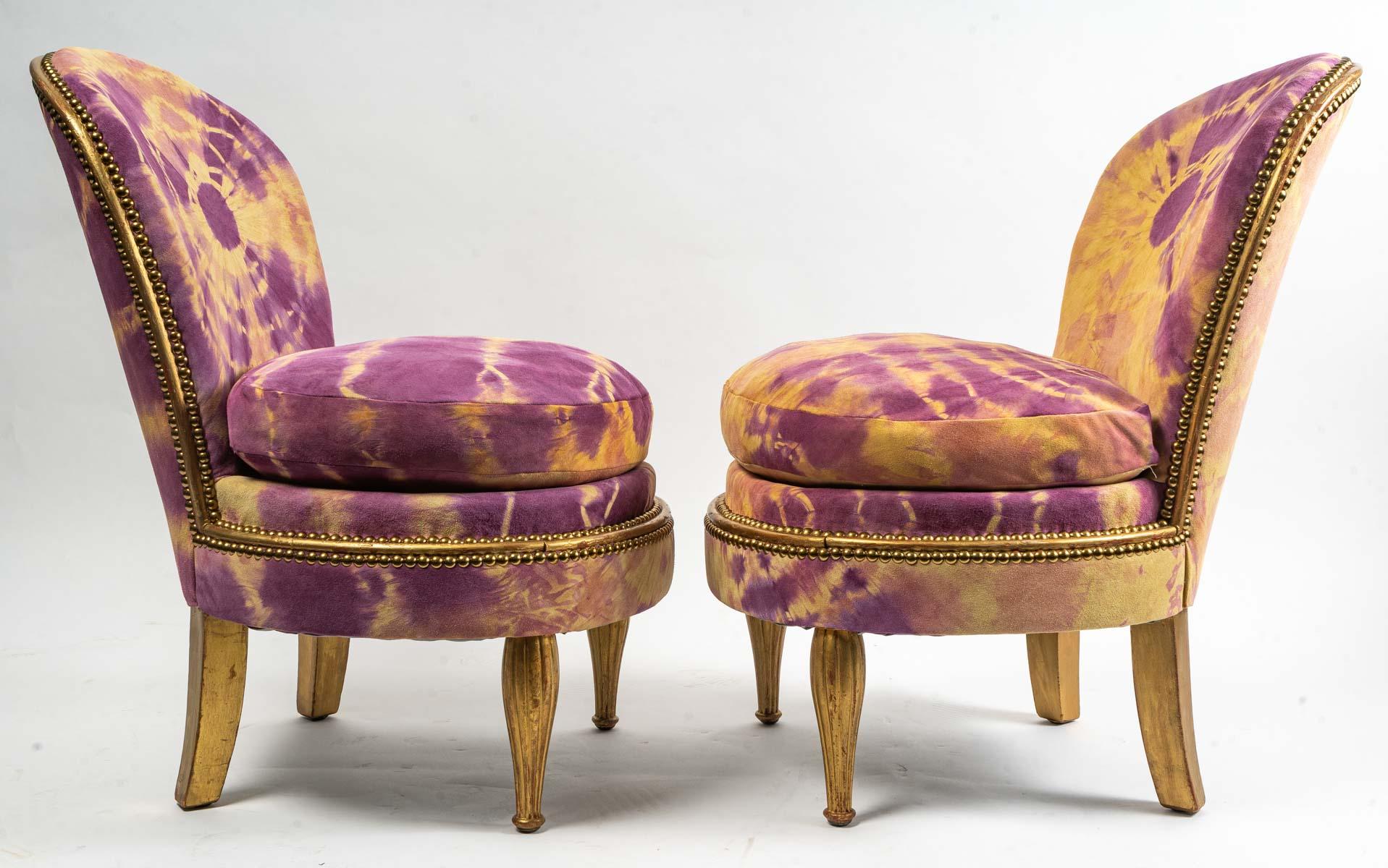 20th Century Pair of Art Deco Armchairs, Jean-Paul Gautier Leather, Art Deco Period For Sale