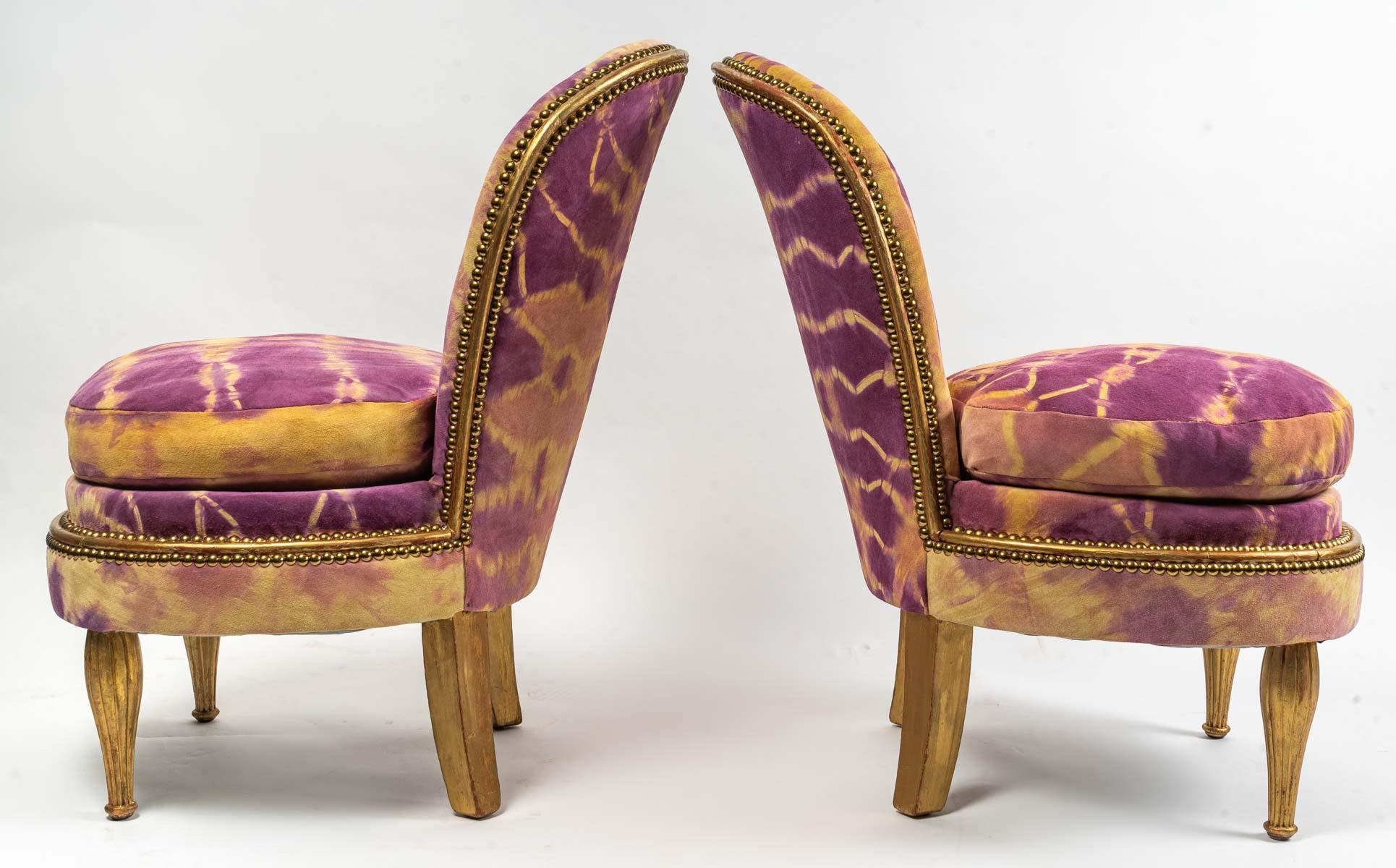 Pair of Art Deco Armchairs, Jean-Paul Gautier Leather, Art Deco Period For Sale 2