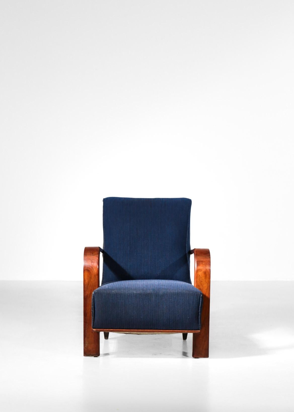 Paar Art-Deco-Sessel im Jules-Leleu-Stil:: dunkelblau 3