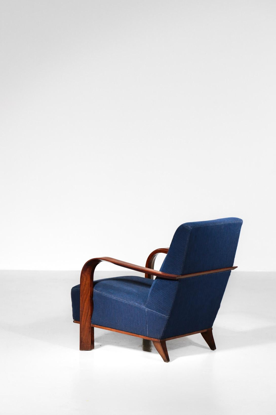 Paar Art-Deco-Sessel im Jules-Leleu-Stil:: dunkelblau 8