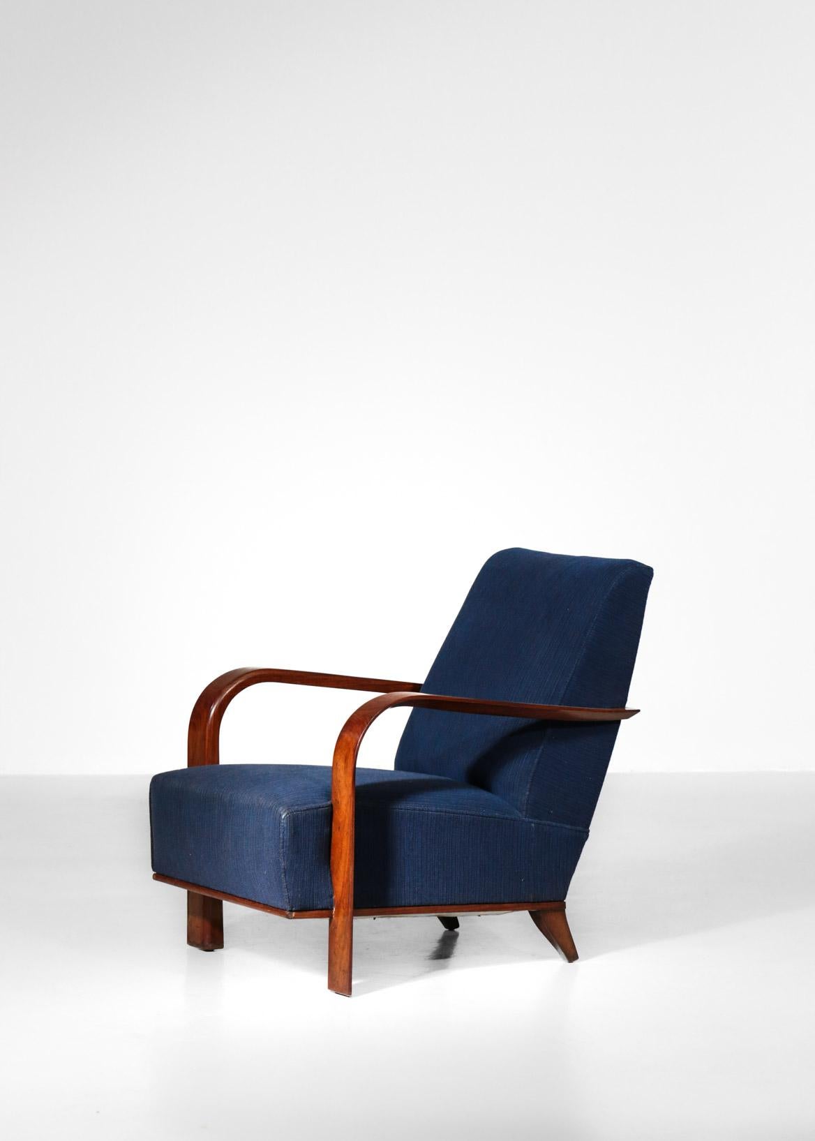 Paar Art-Deco-Sessel im Jules-Leleu-Stil:: dunkelblau 11